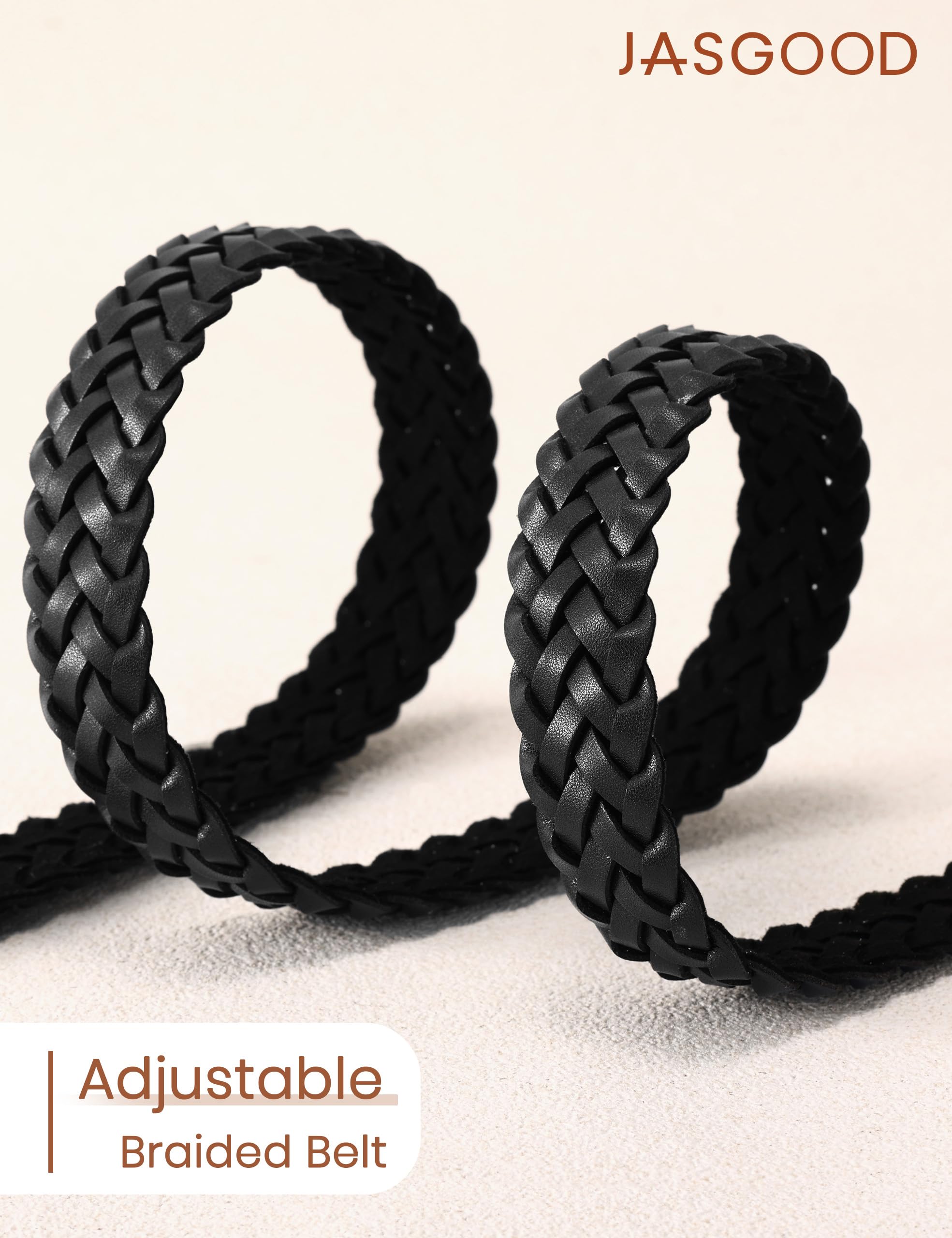 No-Hole Braided Leather Belts Plus Size
