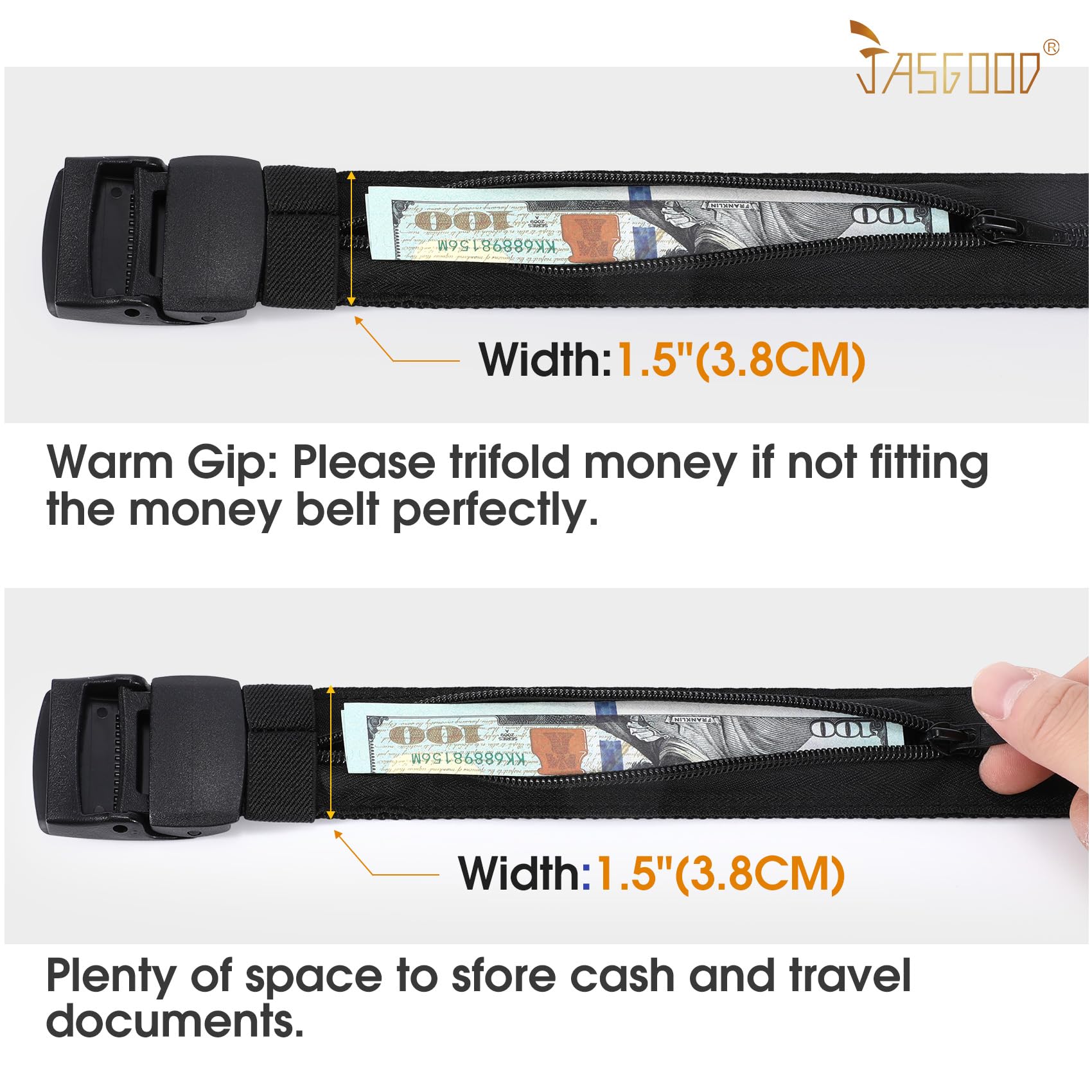 Security Money Belt with Hidden Money Pocket