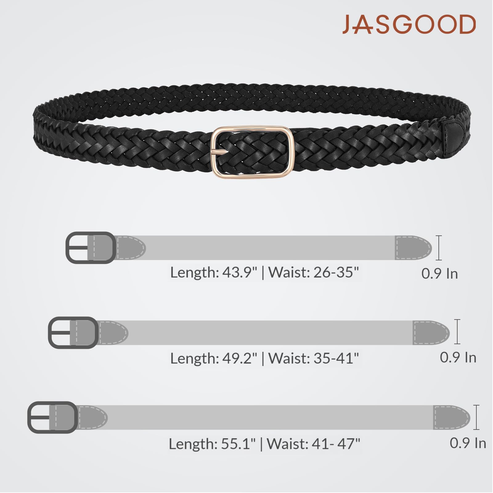 No-Hole Braided Leather Belts Plus Size