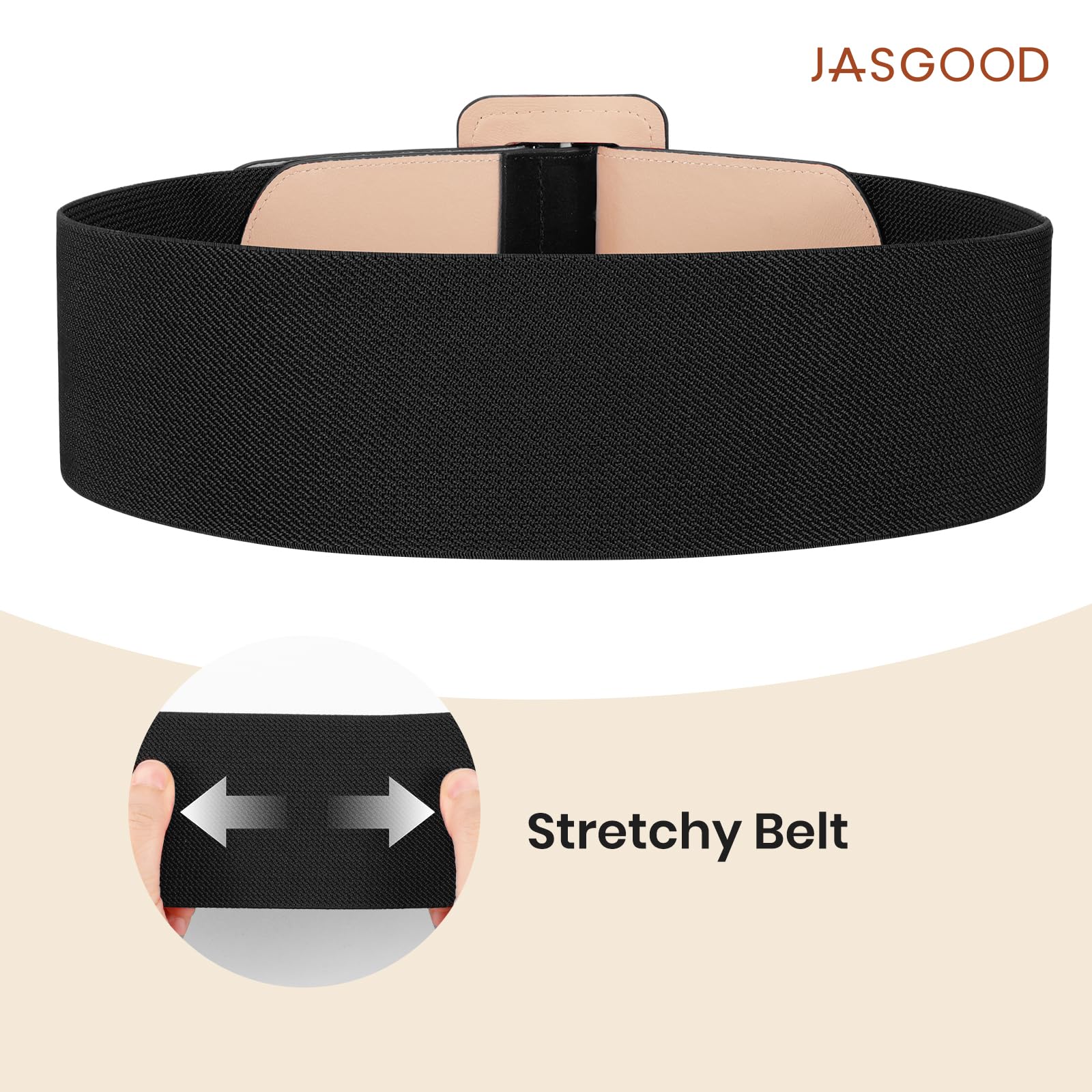 Elastic Suede Wide Belt with Vintage Chunky Square Buckle