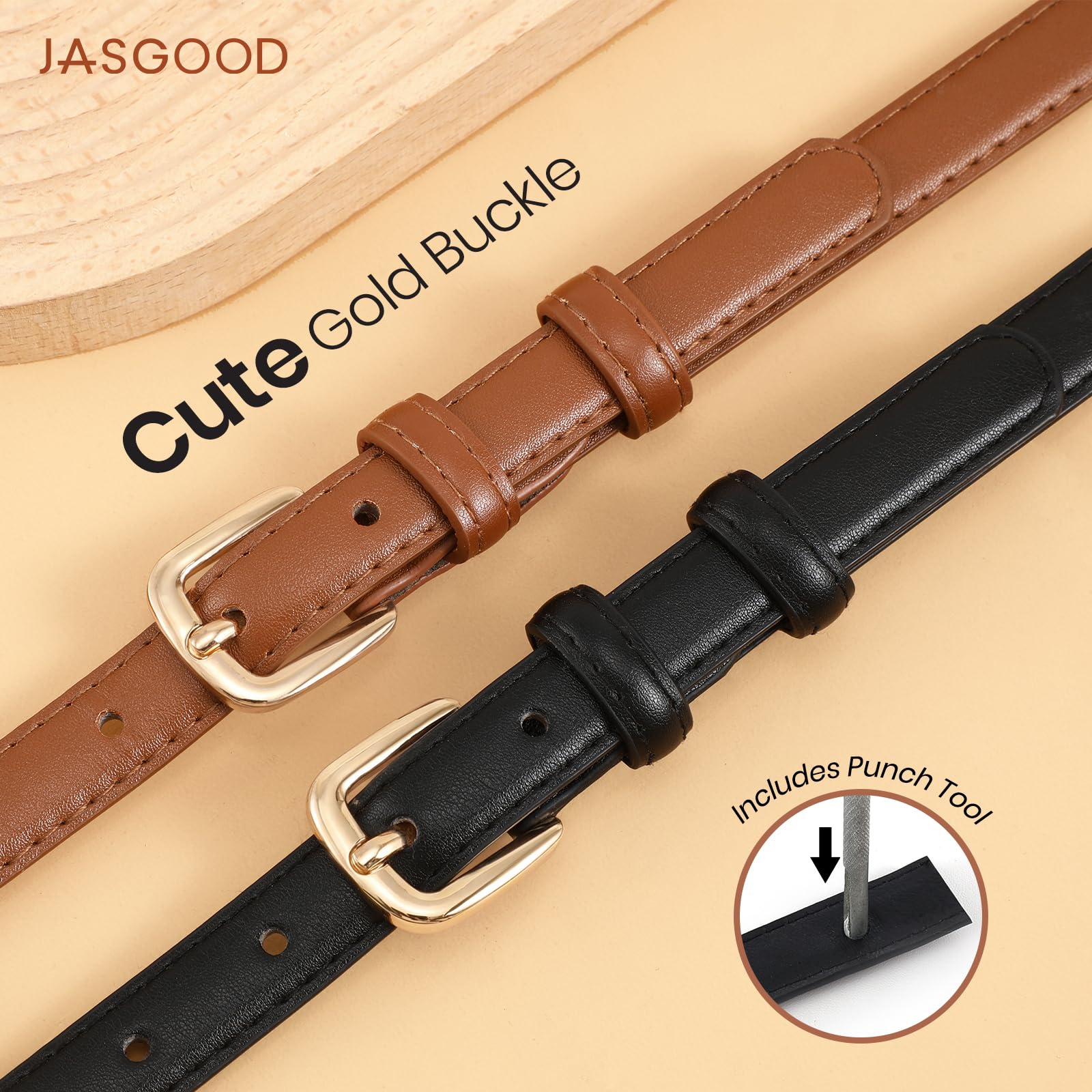 21 Colors Ladies Belt with Gold Buckle