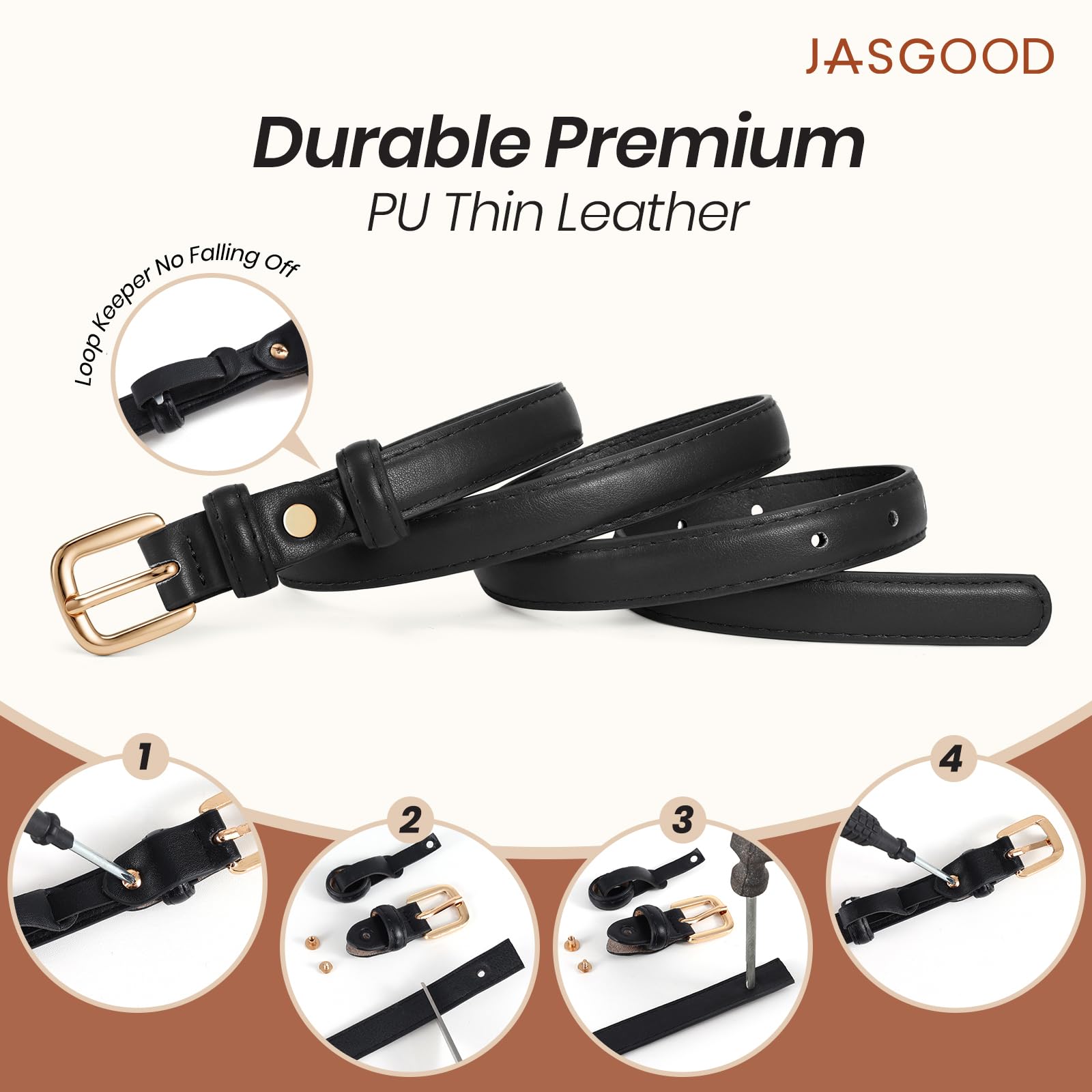 21 Colors Ladies Belt with Gold Buckle