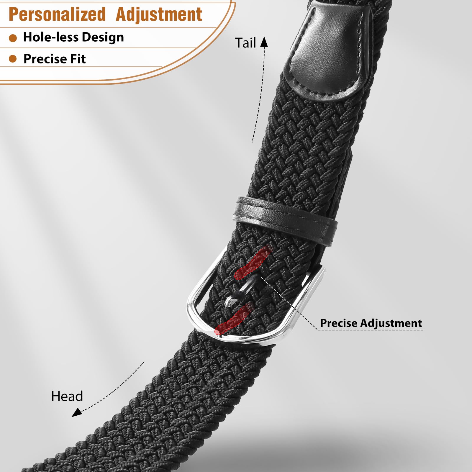 Braided Stretch Belt for Men Women