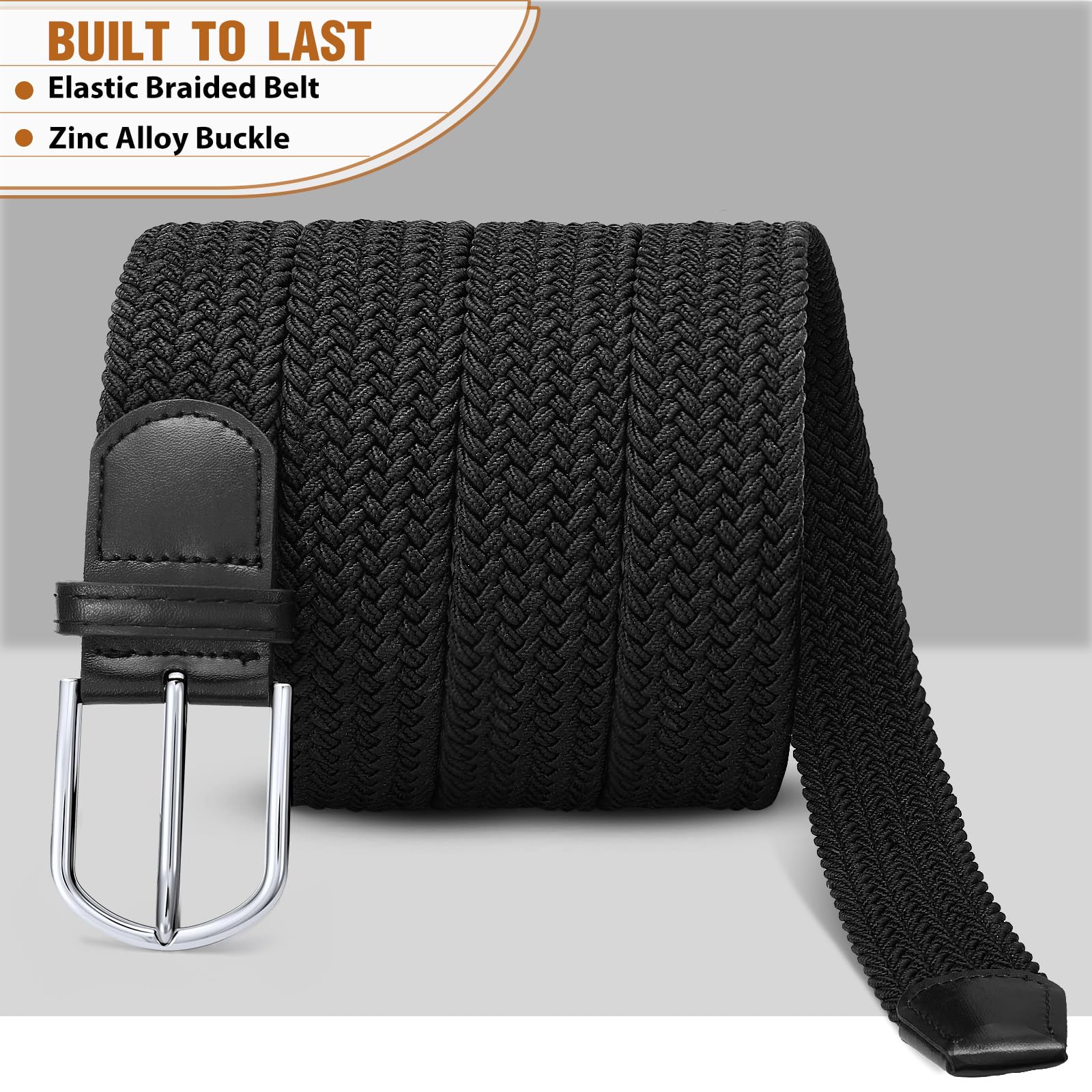 Braided Stretch Belt for Men Women