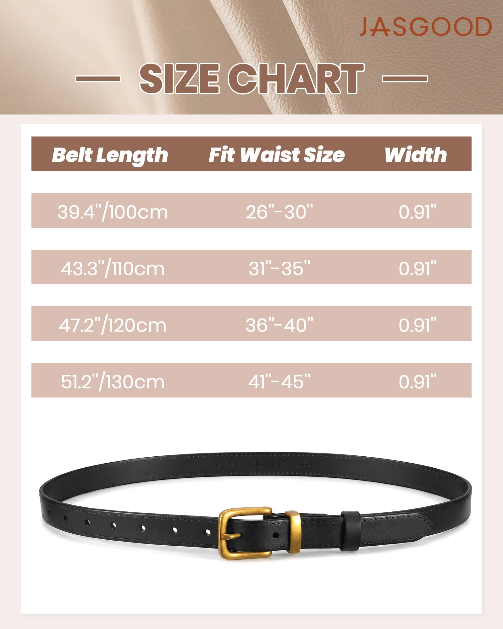 Vintage Full Grain Thin Leather Belt For Women