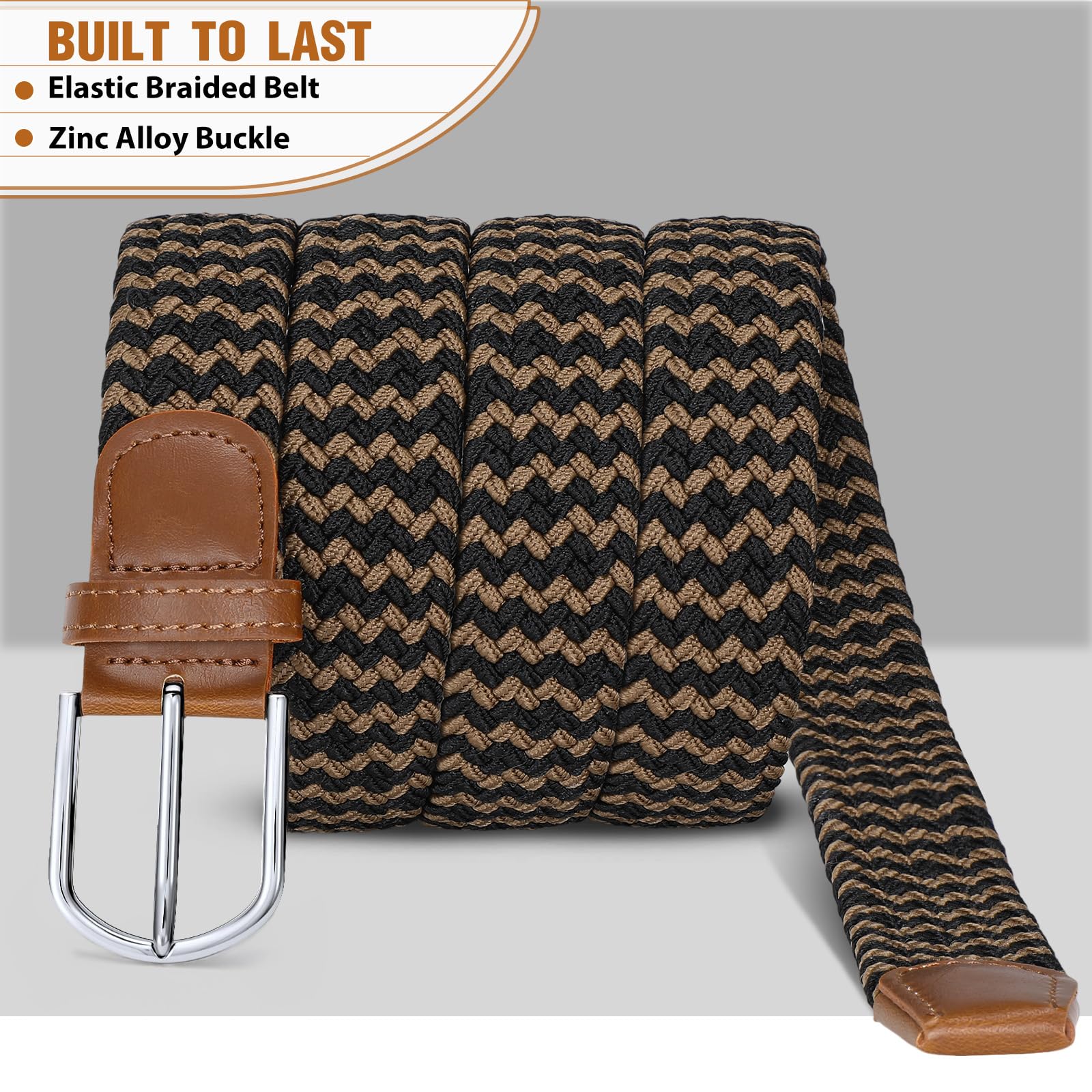 Braided Stretch Belt for Men Women