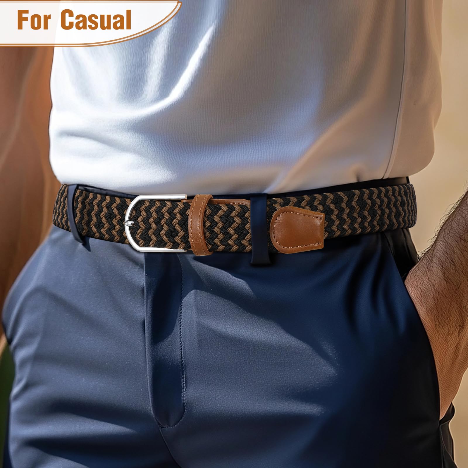 Braided Stretch Belt for Men Women