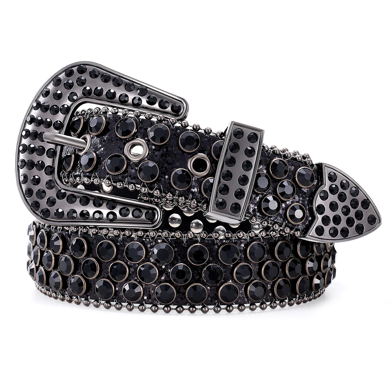 Teens Diamond Studded Bling Western Rhinestone Leather Belt