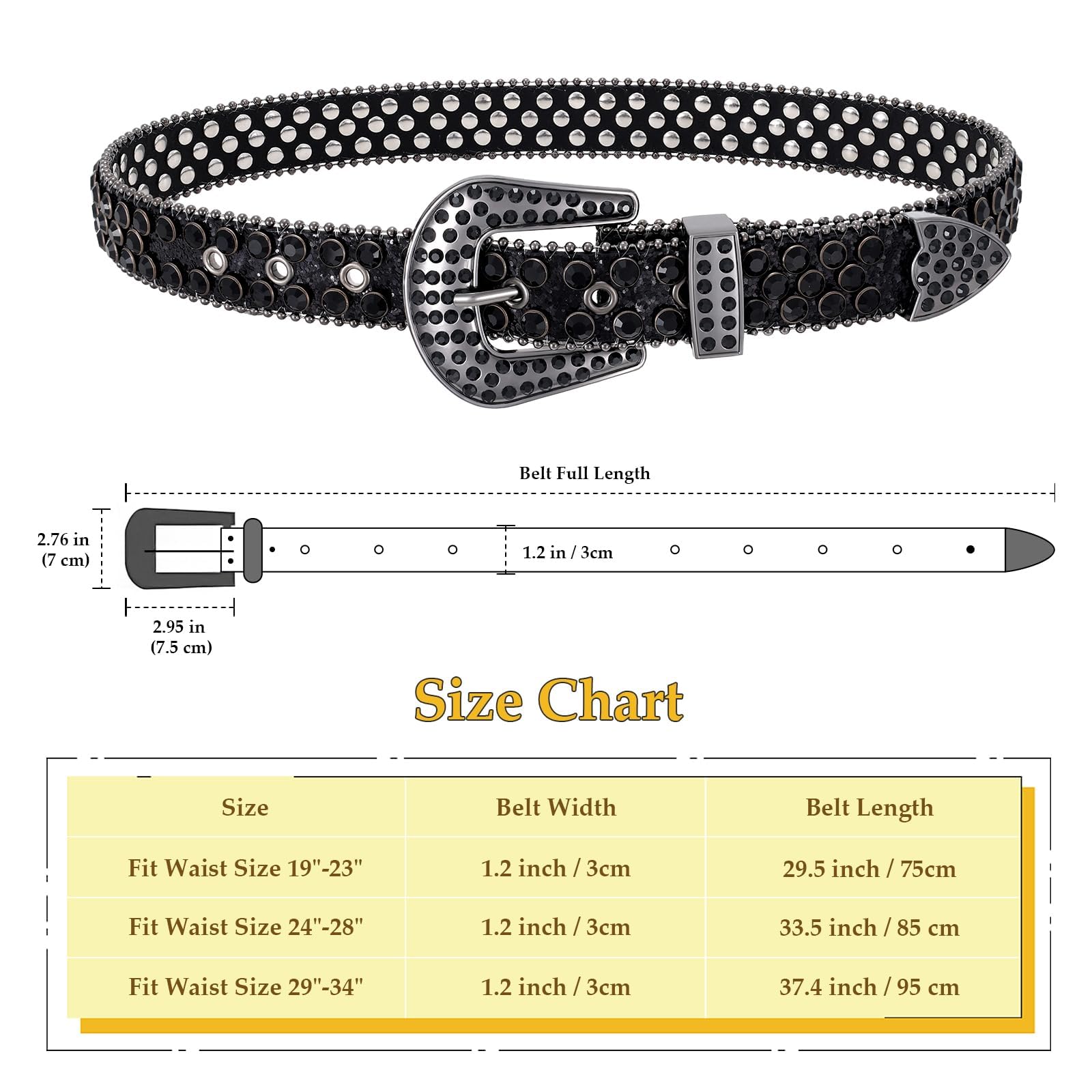 Teens Diamond Studded Bling Western Rhinestone Leather Belt