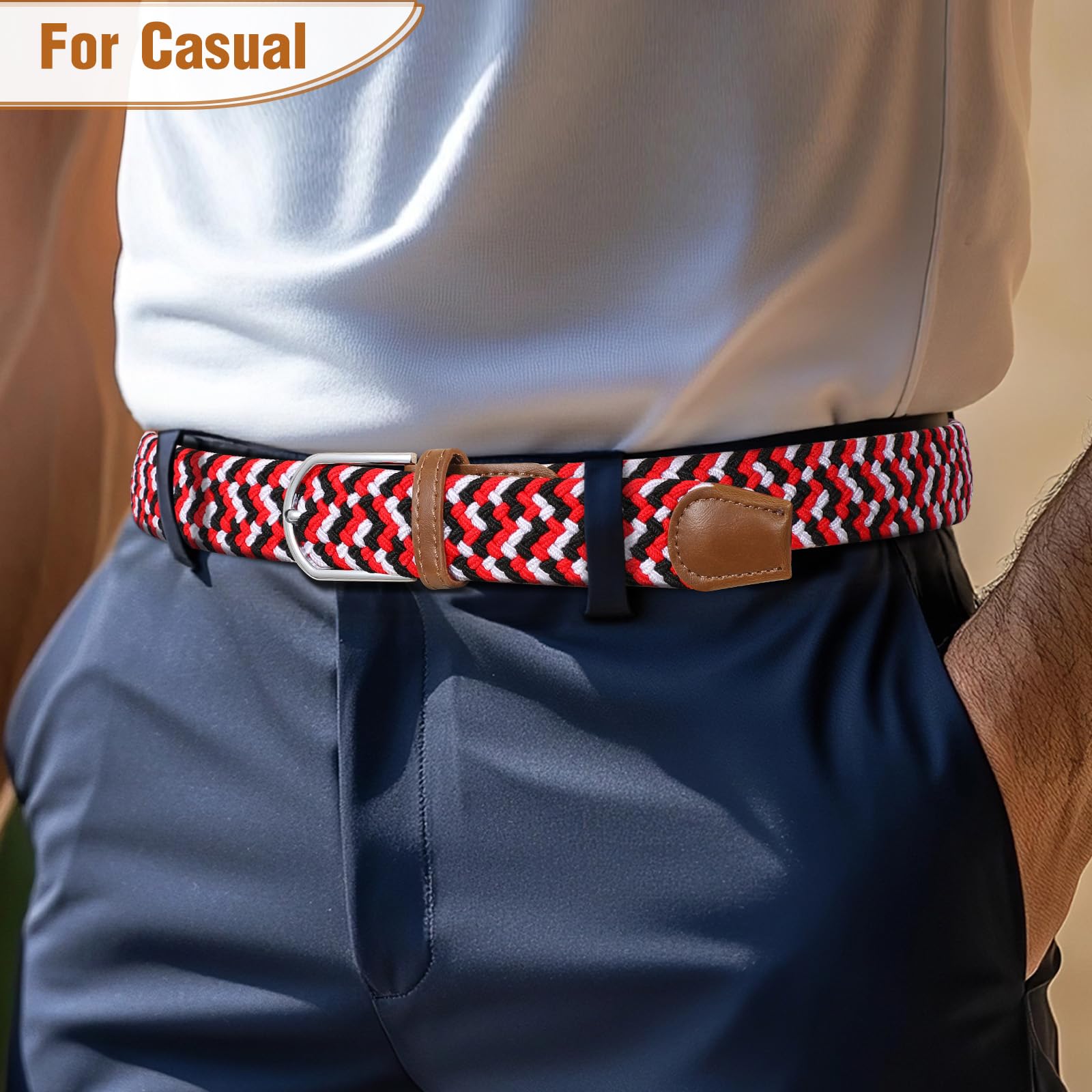 Braided Stretch Belt for Men Women