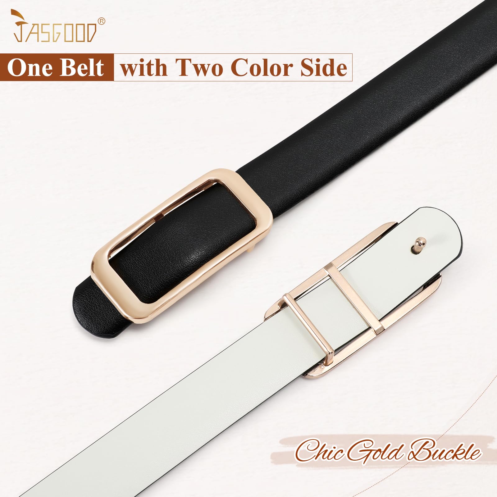 Reversible Skinny Leather Belt 0.9" - JASGOOD OFFICIAL