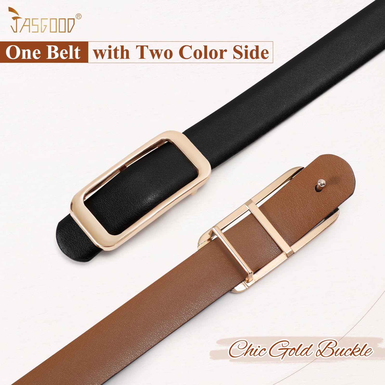 Reversible Skinny Leather Belt 0.9" - JASGOOD OFFICIAL