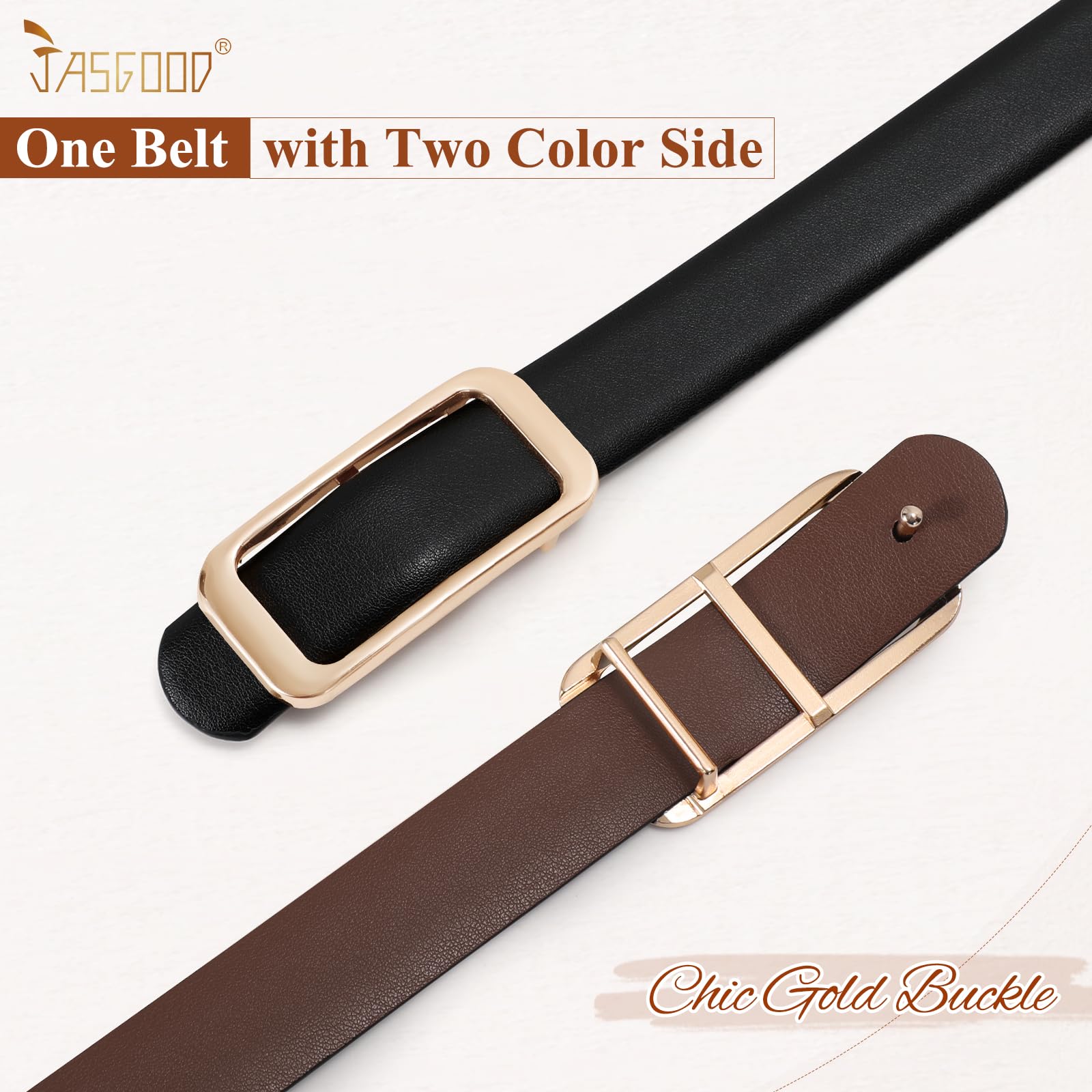 Reversible Skinny Leather Belt 0.9" - JASGOOD OFFICIAL