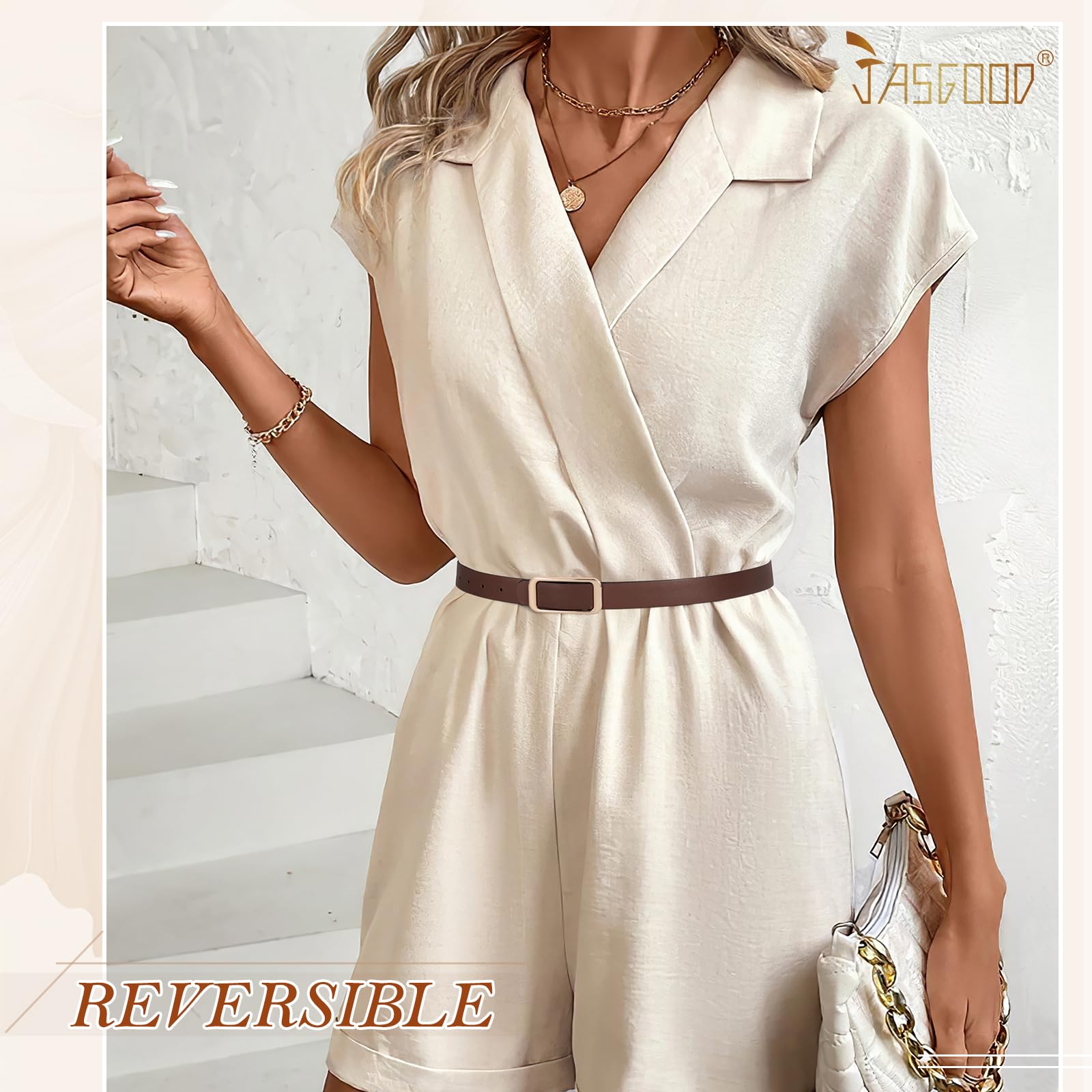 Reversible Skinny Leather Belt 0.9" - JASGOOD OFFICIAL