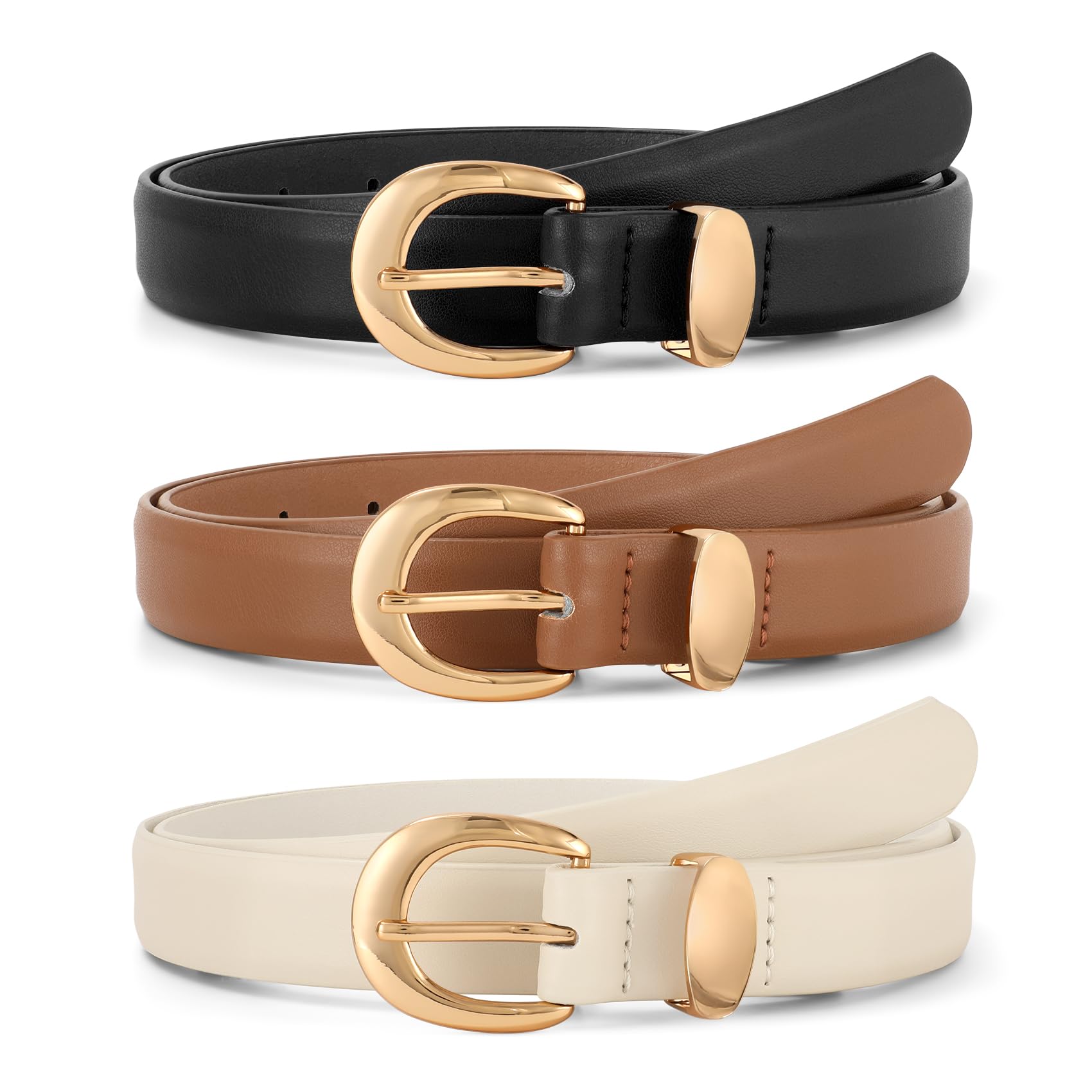 Classic Waist Belt with Gold Buckle - JASGOOD OFFICIAL