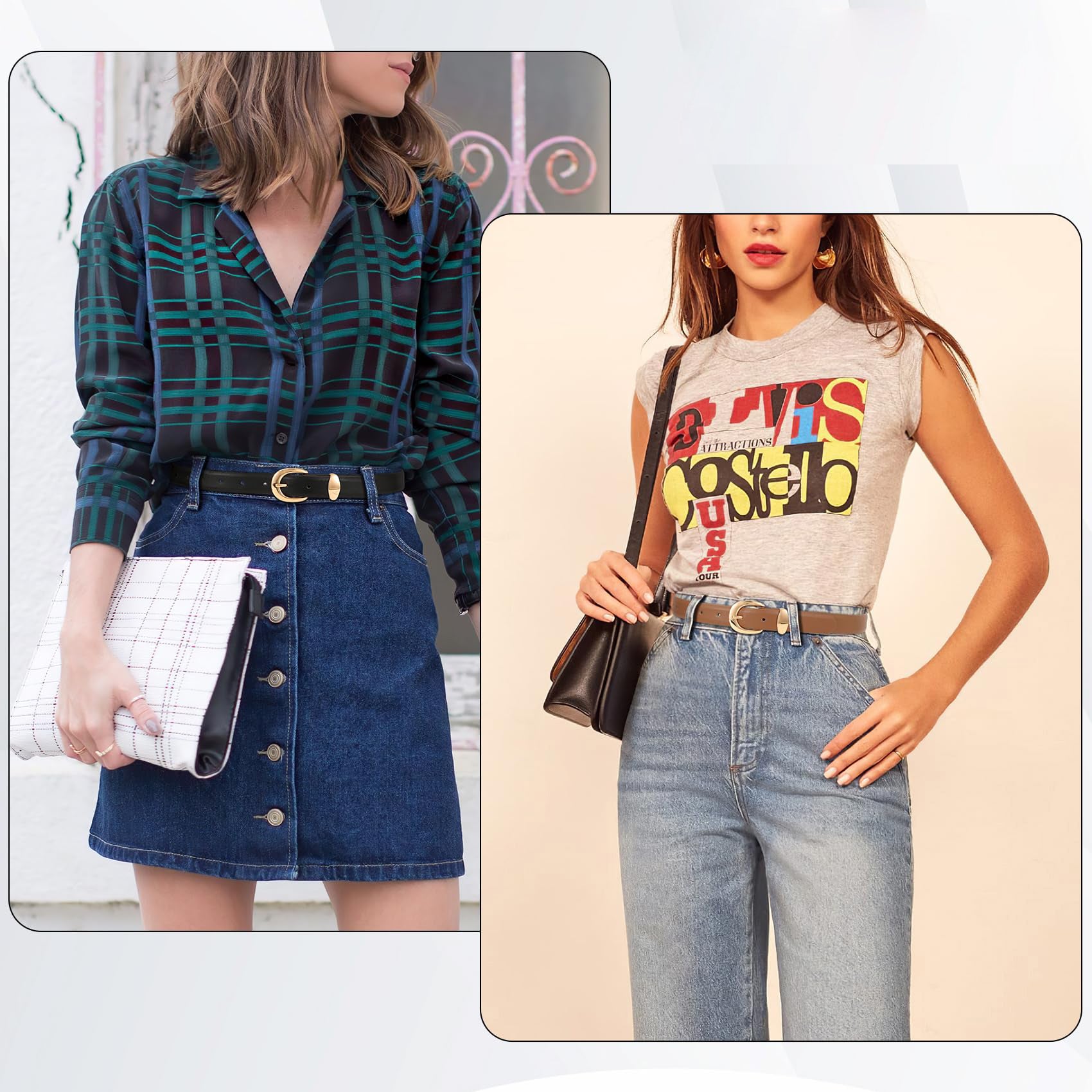 Classic Waist Belt with Gold Buckle - JASGOOD OFFICIAL