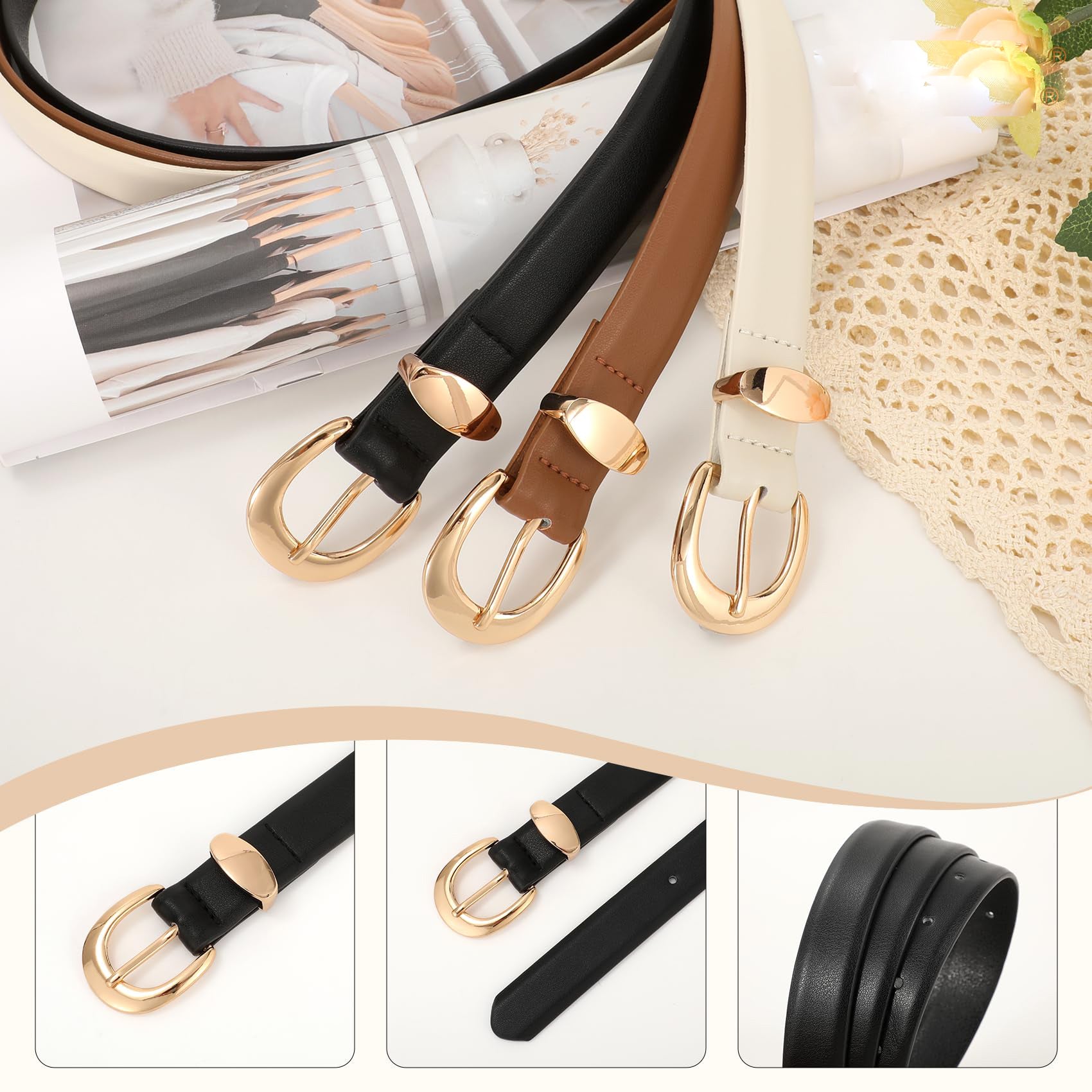 Classic Waist Belt with Gold Buckle - JASGOOD OFFICIAL
