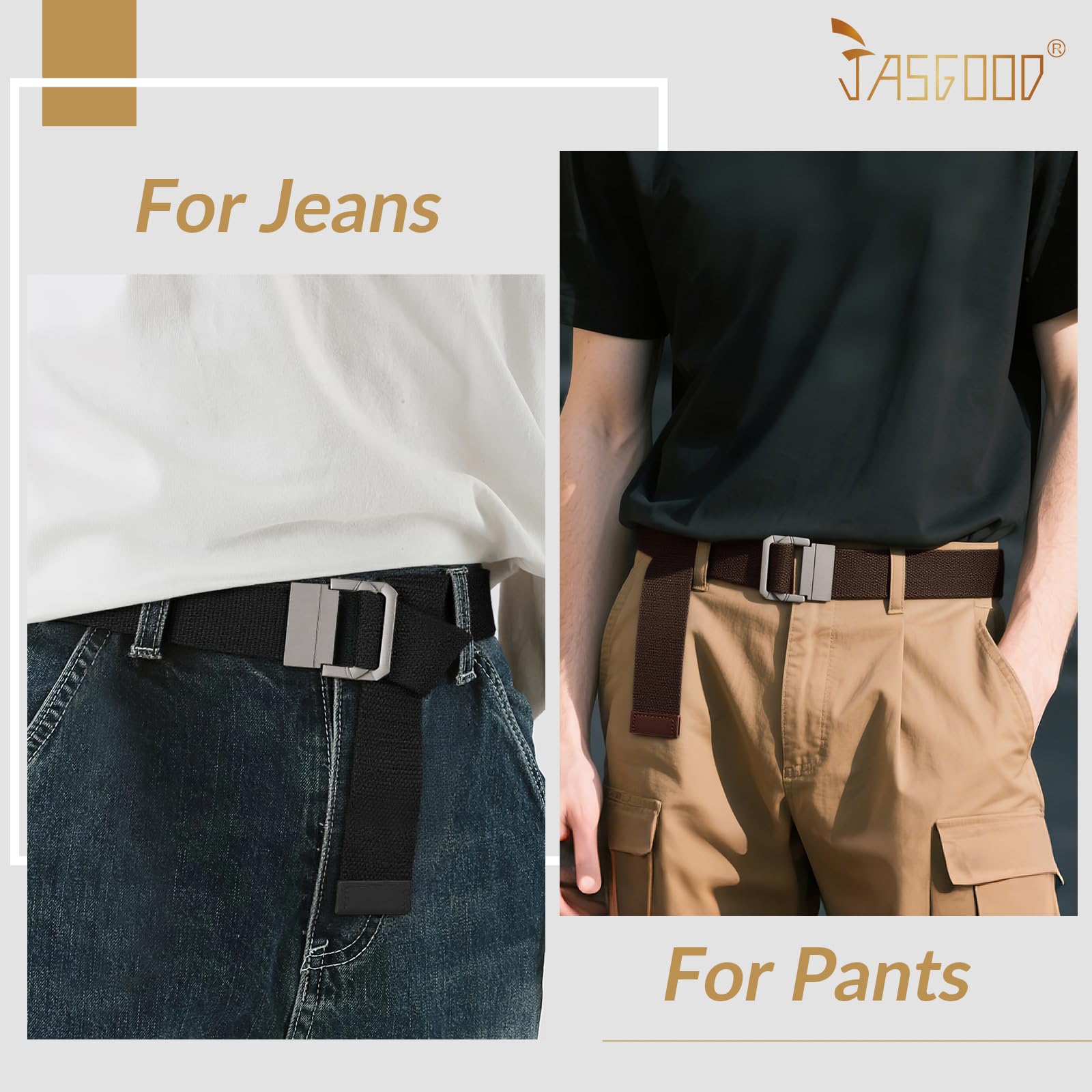 Canvas Belt with Double Squre Buckle