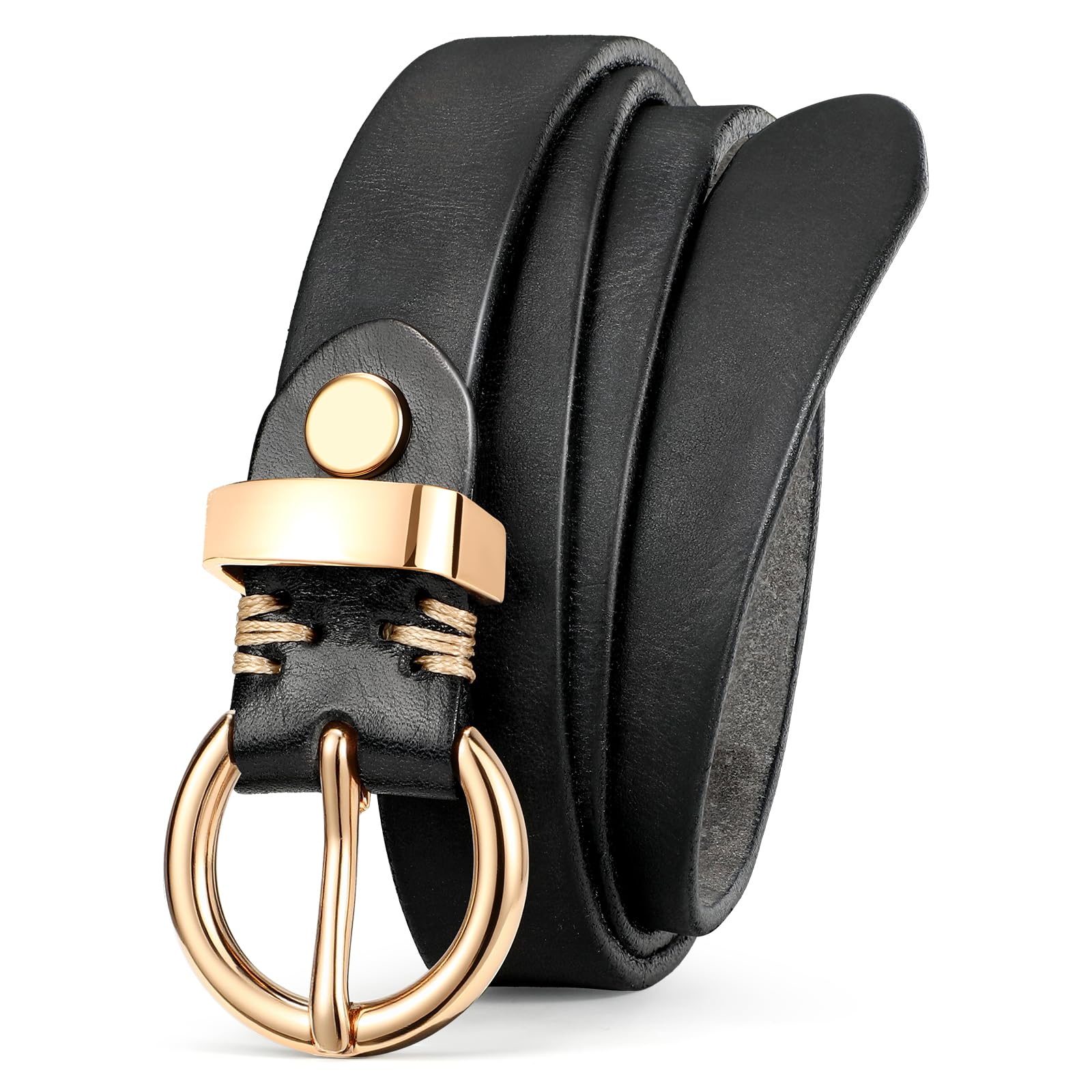 Vintage Cowhide Skinny Leather Belt - JASGOOD OFFICIAL