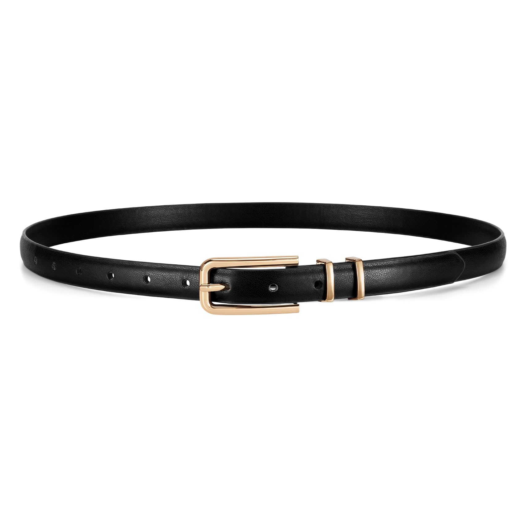 Thin Waist Belt with Square Gold Buckle