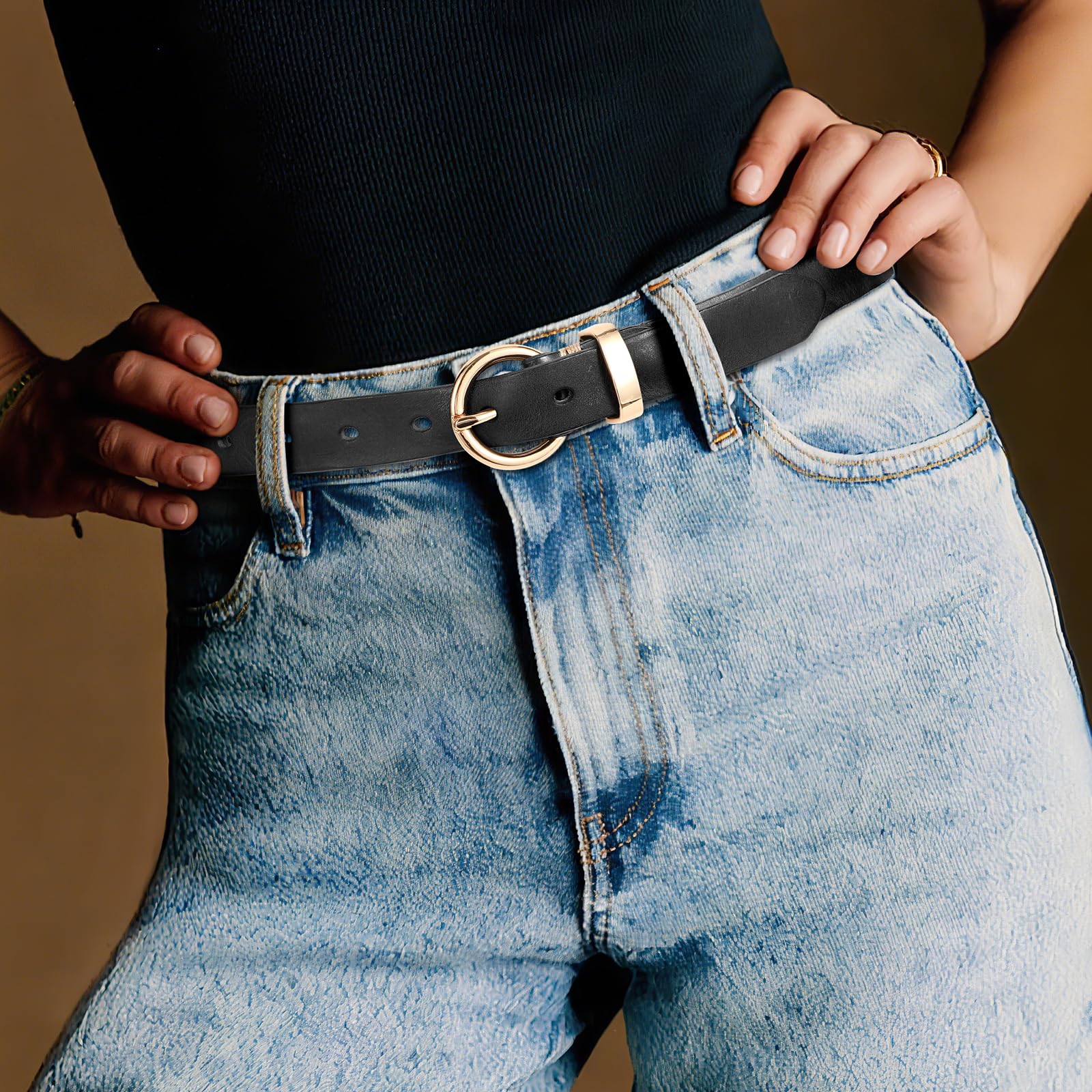 Vintage Cowhide Skinny Leather Belt - JASGOOD OFFICIAL