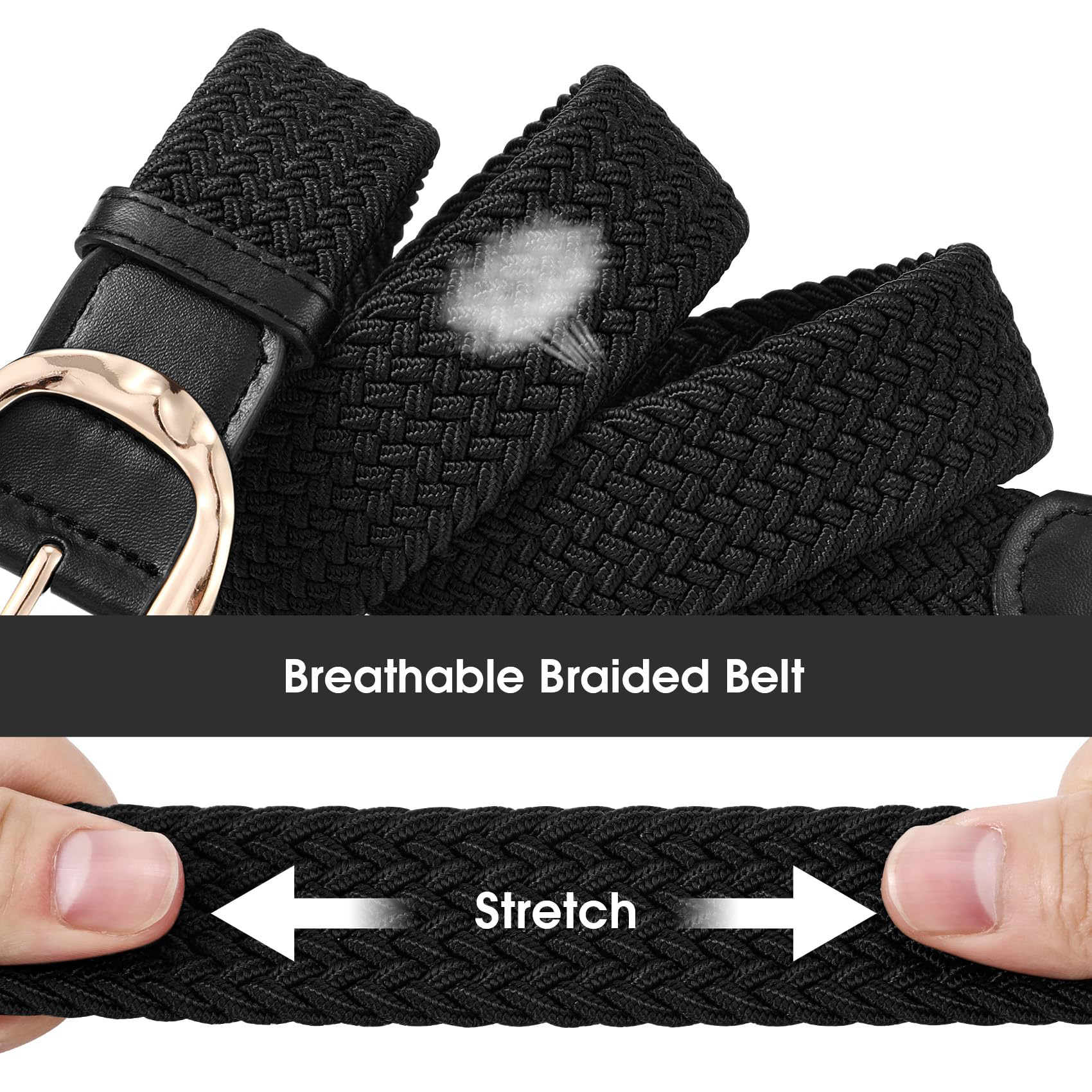 Women Braided Elastic Belt For Golf