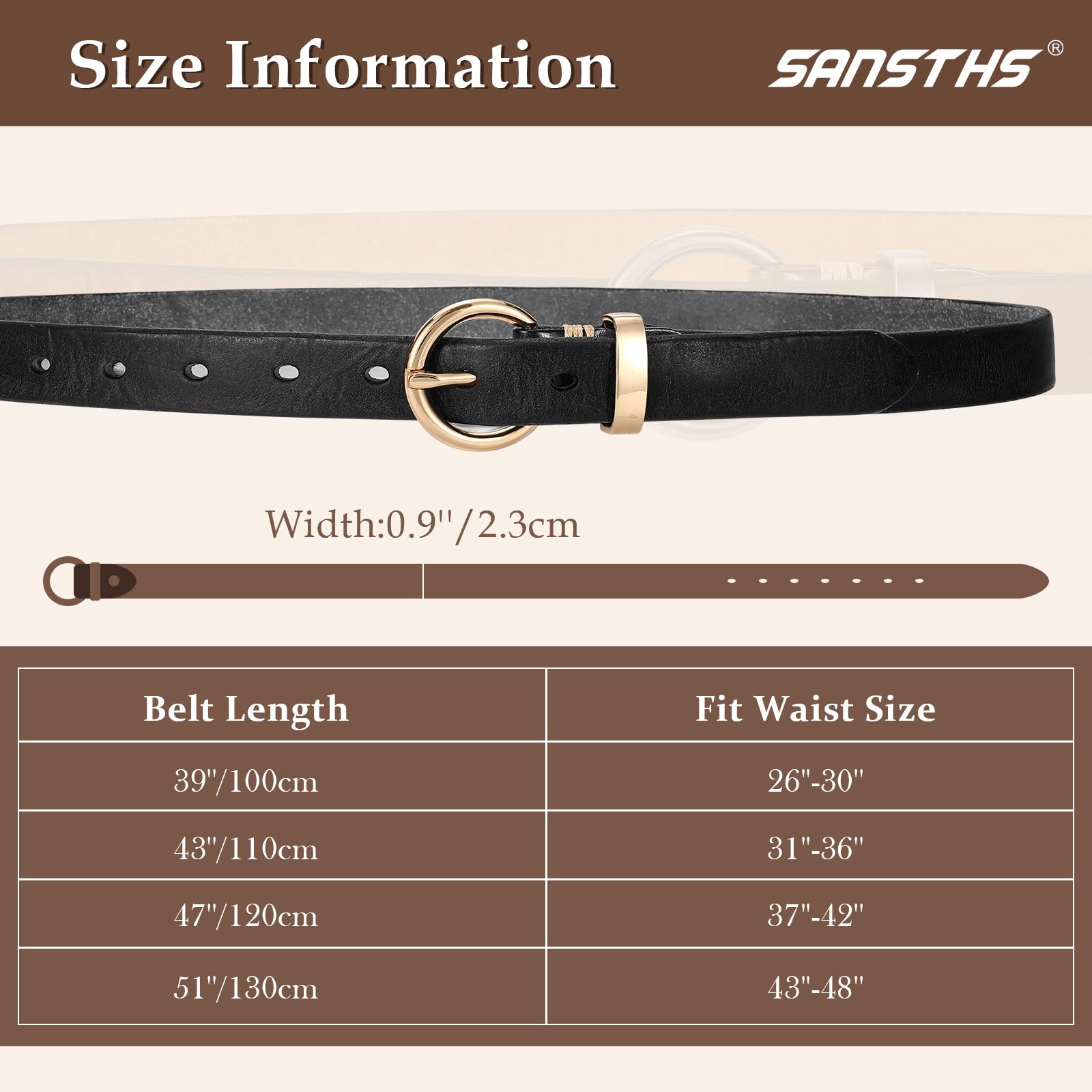 Vintage Cowhide Skinny Leather Belt - JASGOOD OFFICIAL