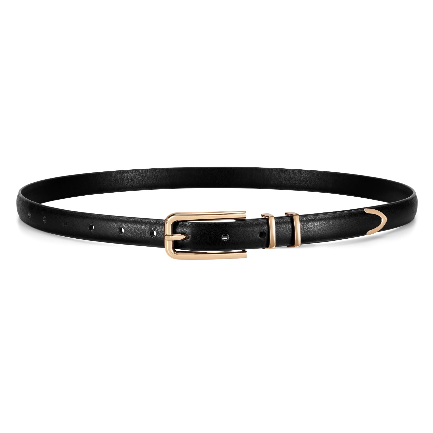 Thin Waist Belt with Square Gold Buckle