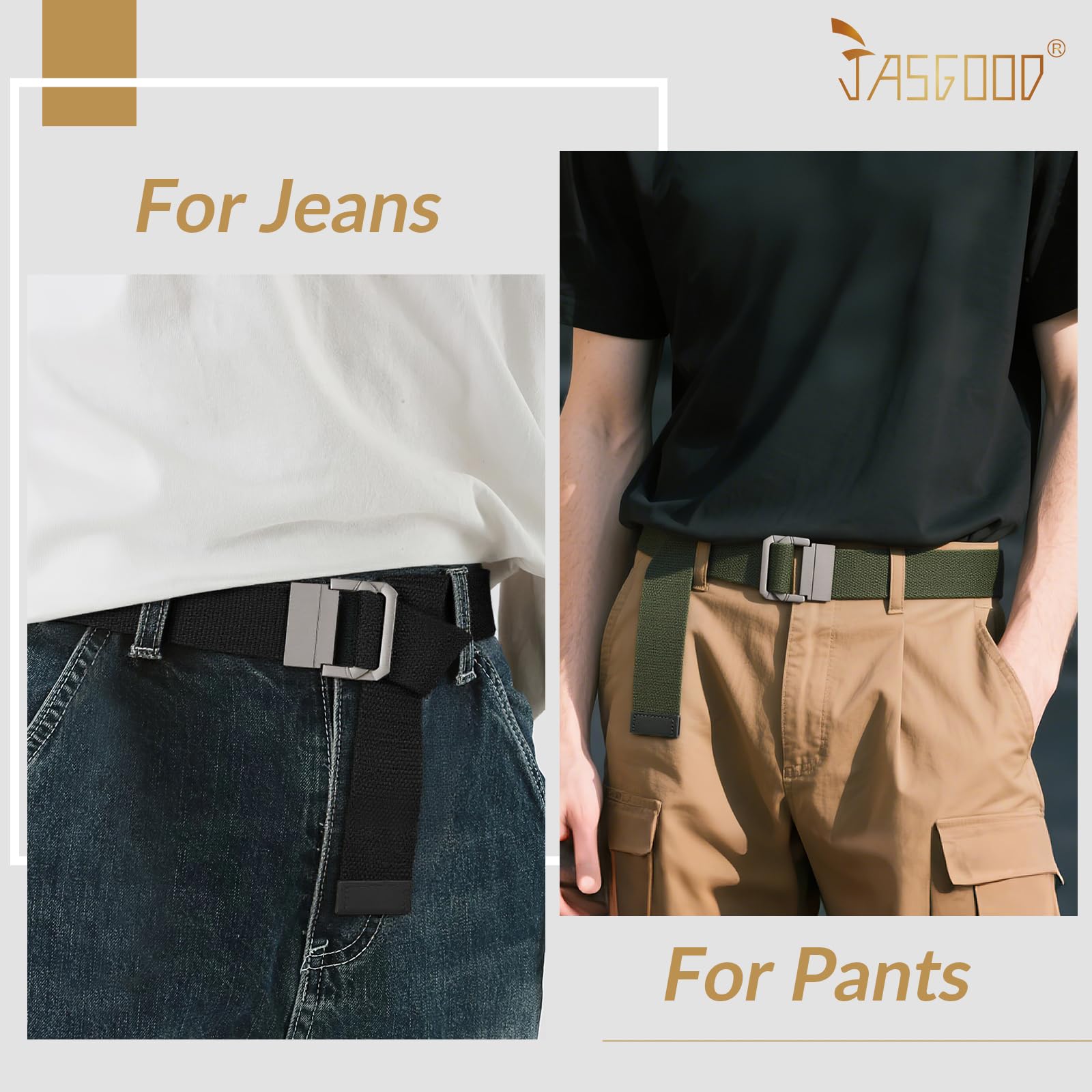 Canvas Belt with Double Squre Buckle