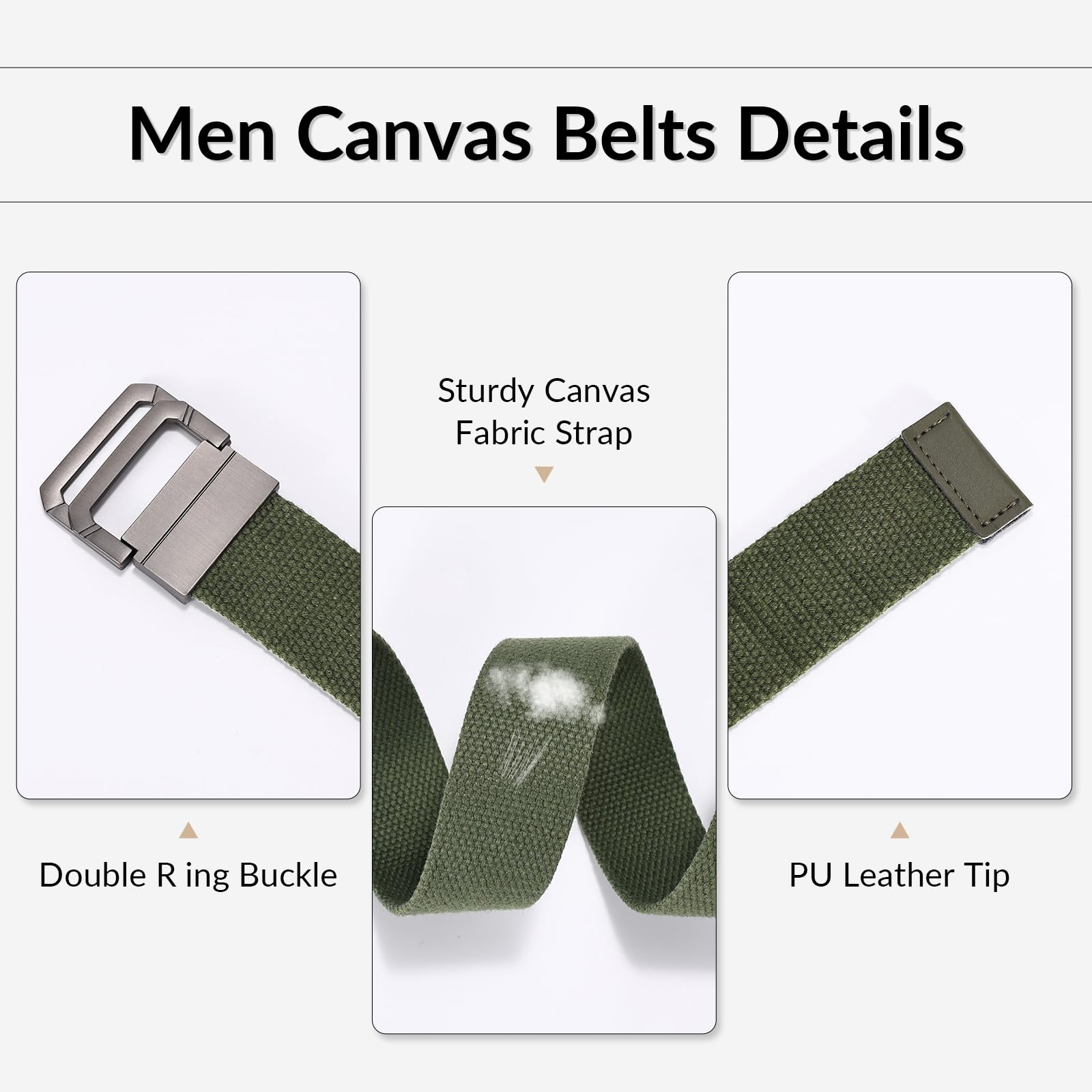 Canvas Belt with Double Squre Buckle