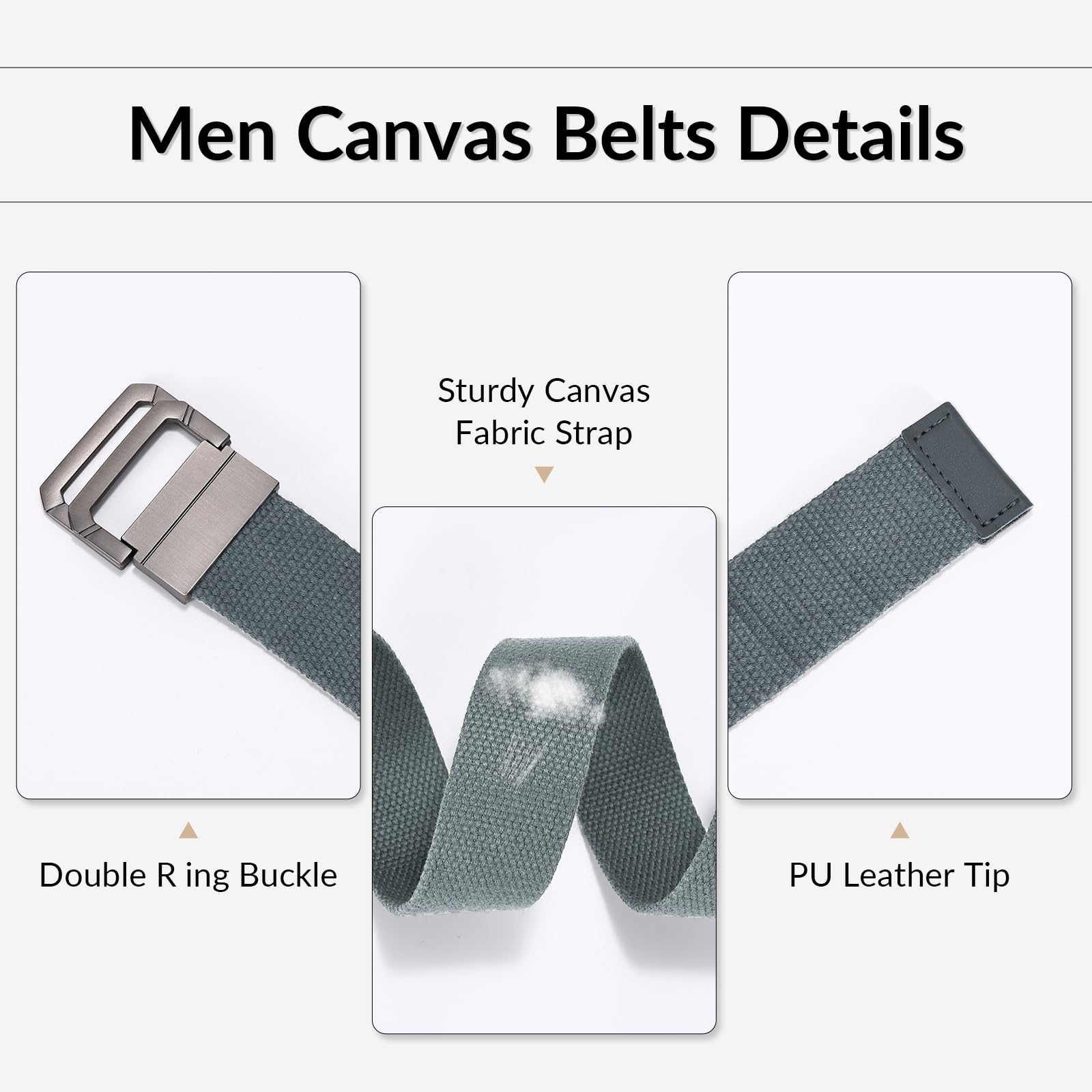 Canvas Belt with Double Squre Buckle