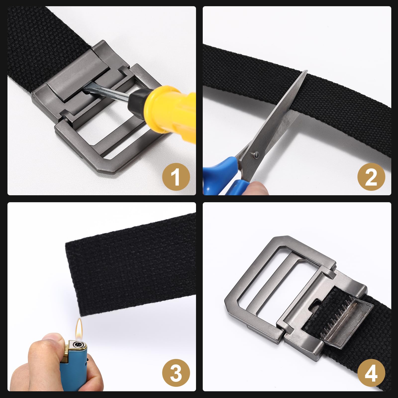 Canvas Belt with Double Squre Buckle