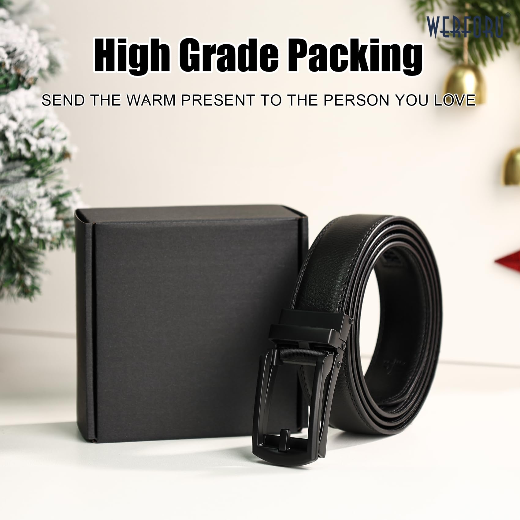 Ratchet Belt With Automatic Buckle Fits Waist Up to 52"