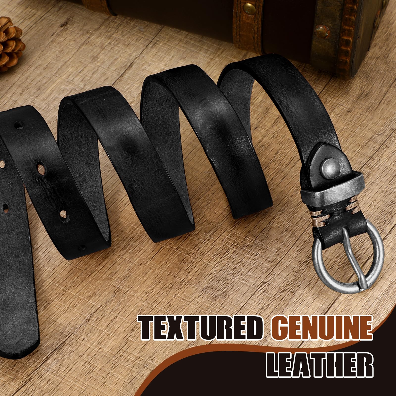 Vintage Cowhide Skinny Leather Belt - JASGOOD OFFICIAL