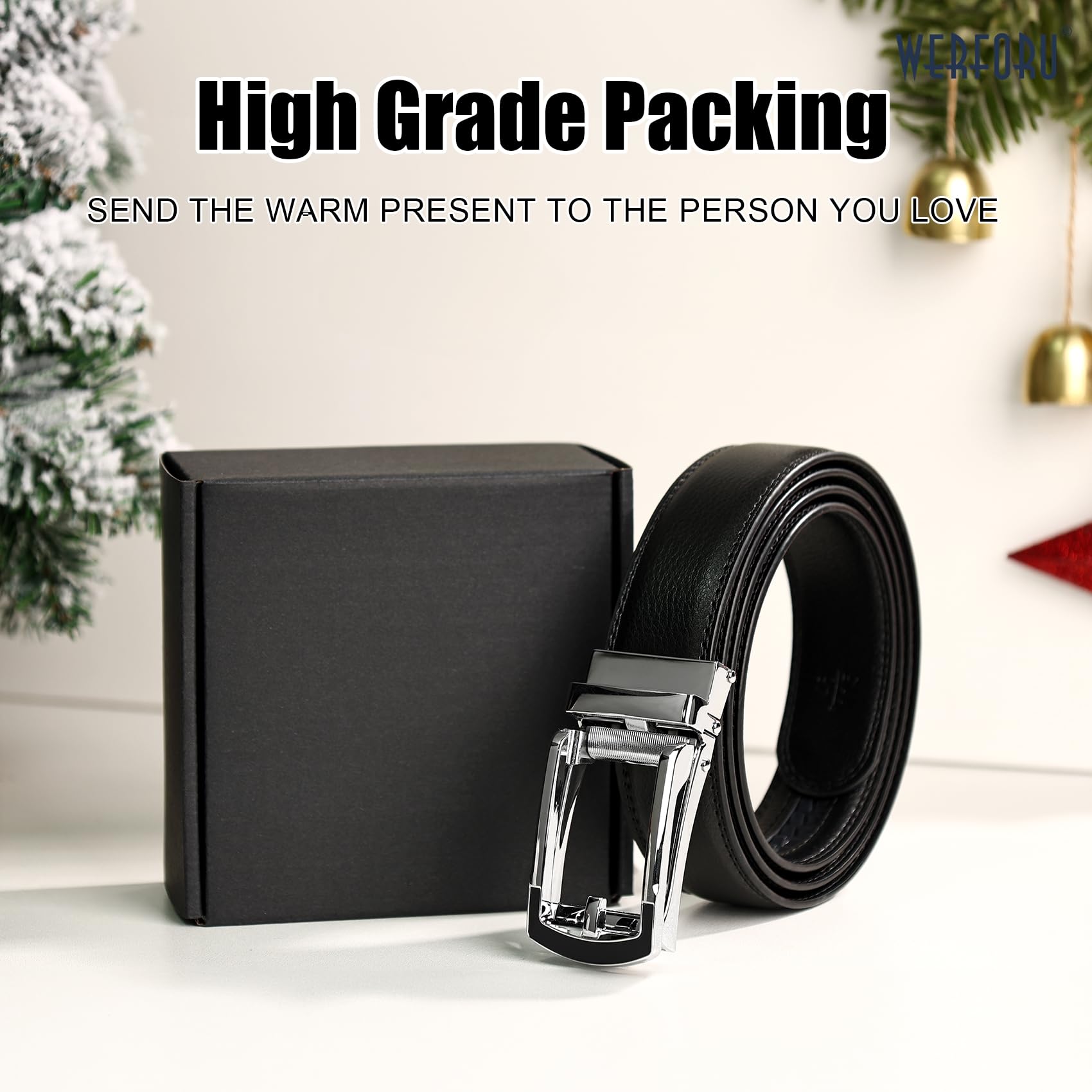 Ratchet Belt With Automatic Buckle Fits Waist Up to 52"