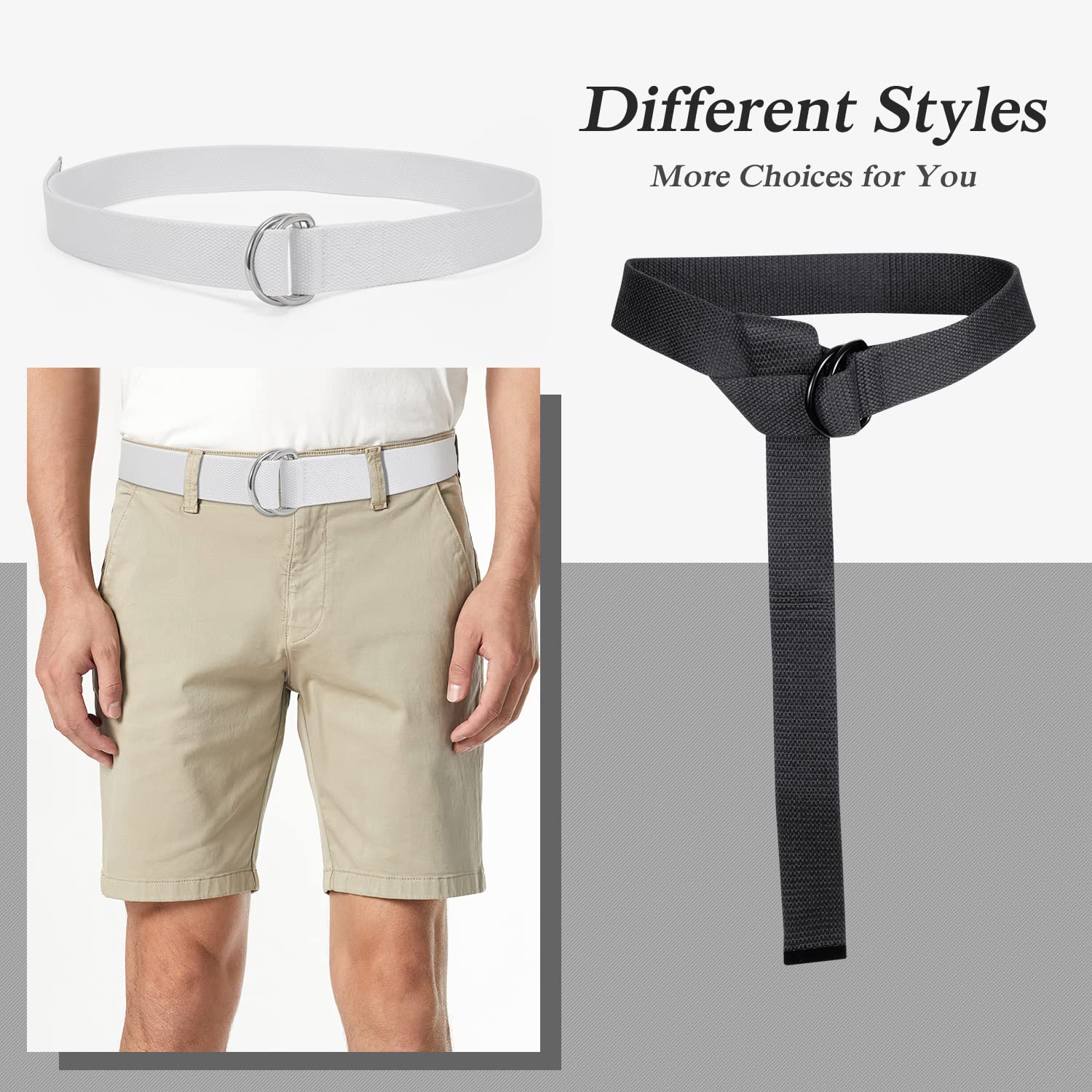 Double D-ring Design Canvas Belt For Men Women