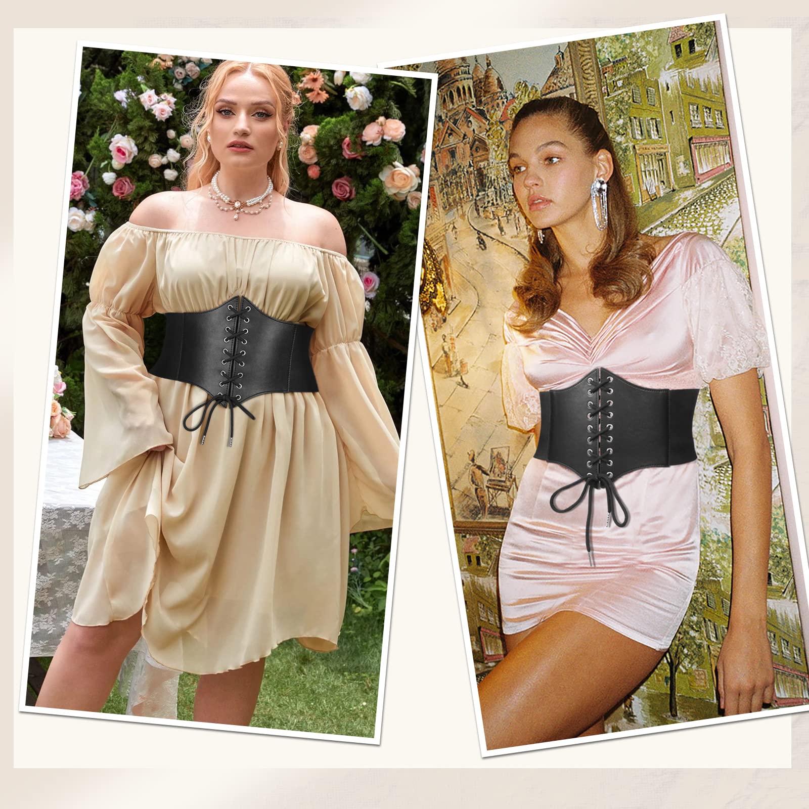 3-Pack Lace-up Tied Elastic Corset Belts for Halloween