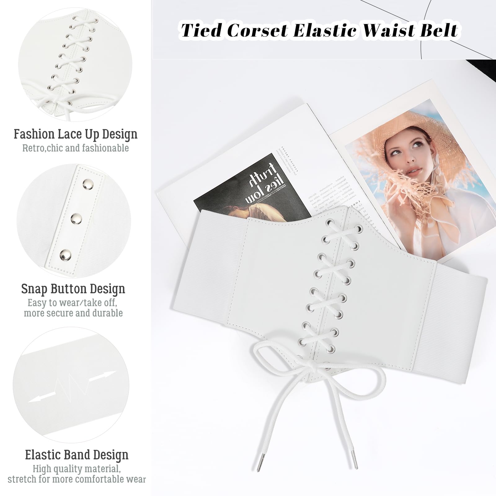 3-Pack Lace-up Tied Elastic Corset Belts for Halloween