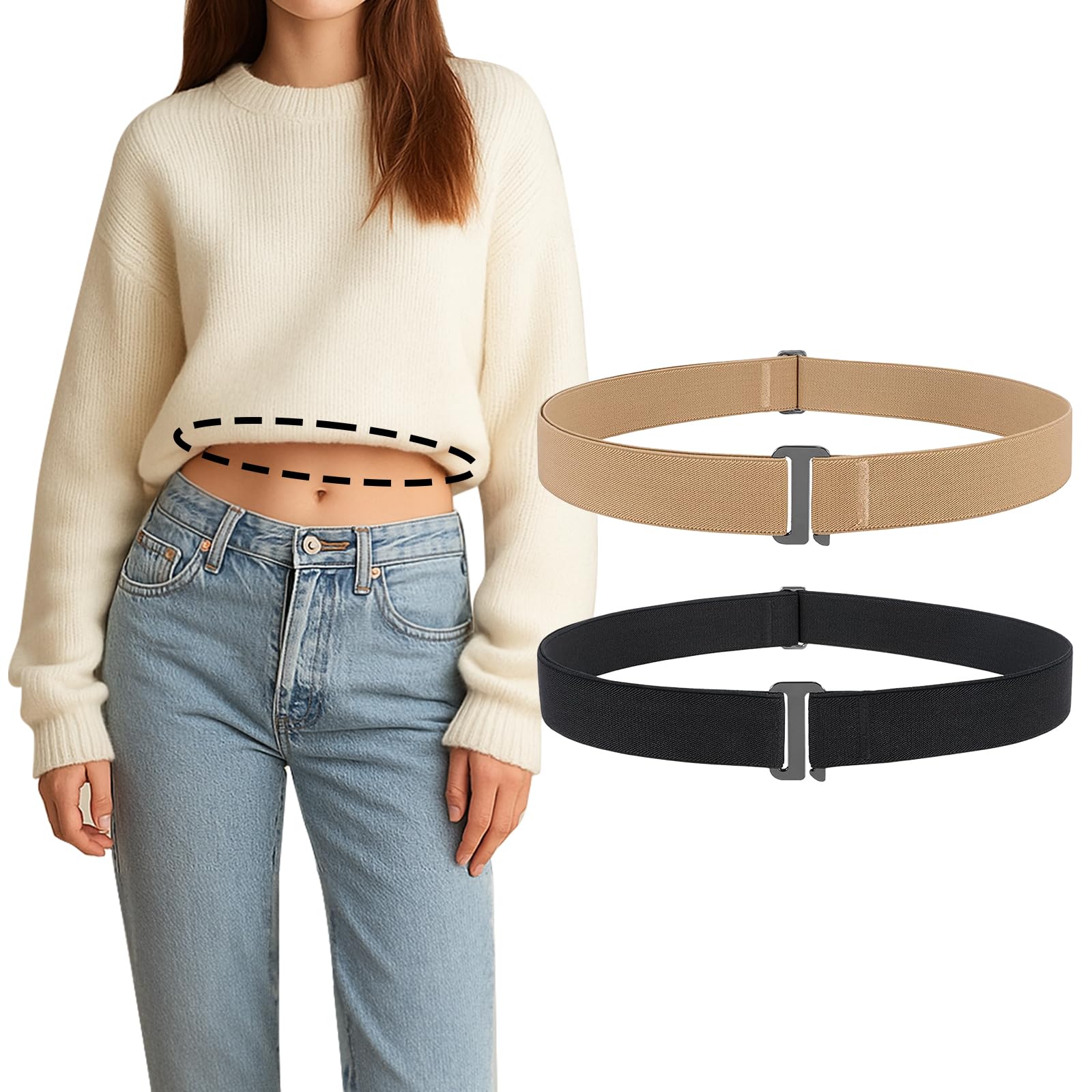 2PACK Crop Top Tuck Waist Band for T-Shirts
