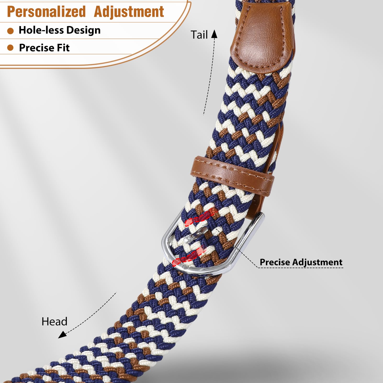 Braided Stretch Belt for Men Women
