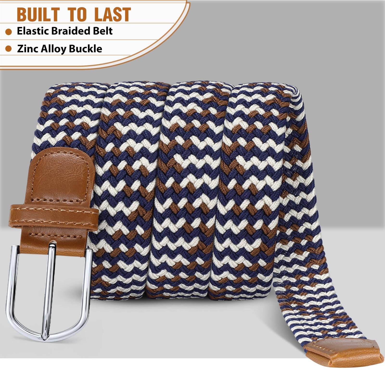Braided Stretch Belt for Men Women