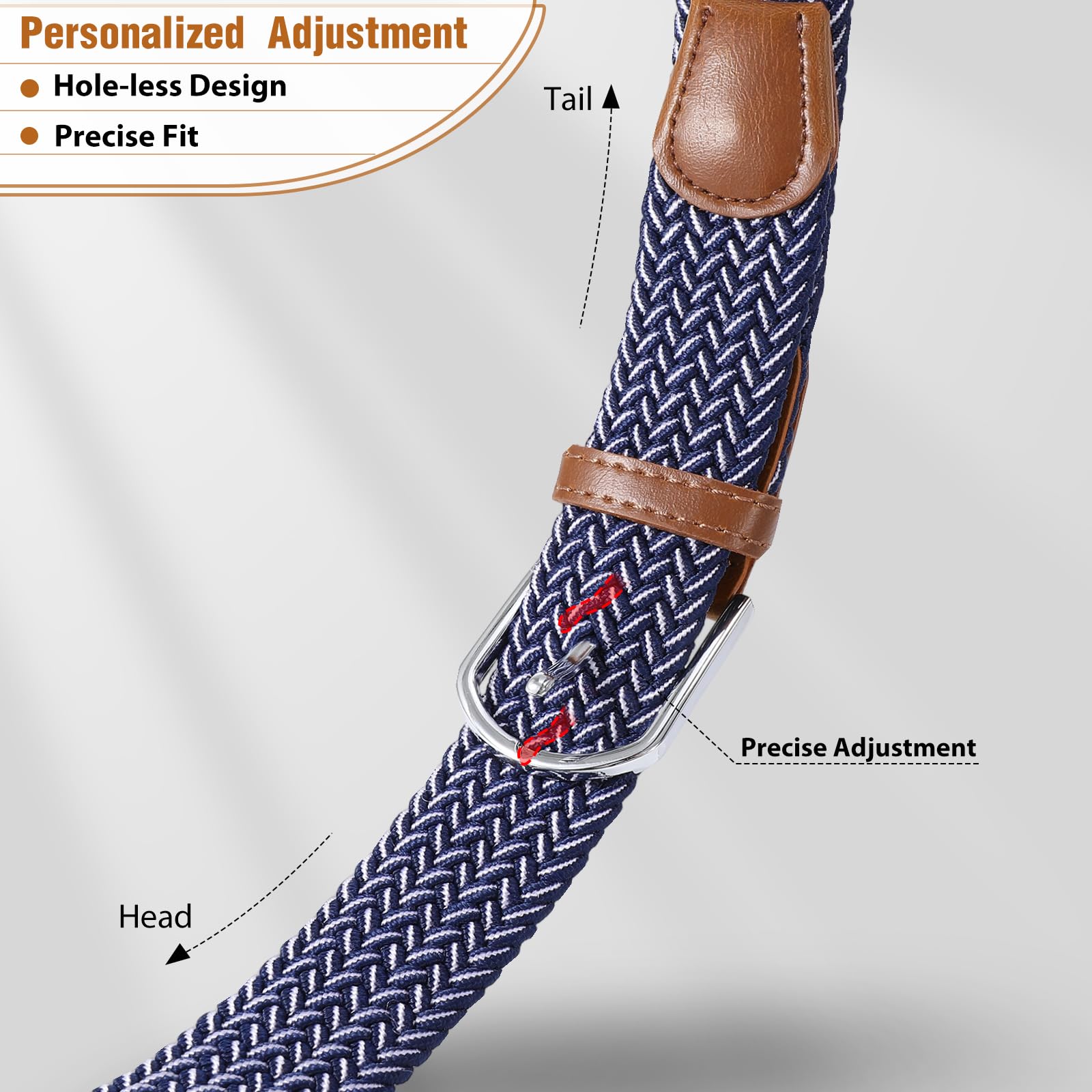 Braided Stretch Belt for Men Women