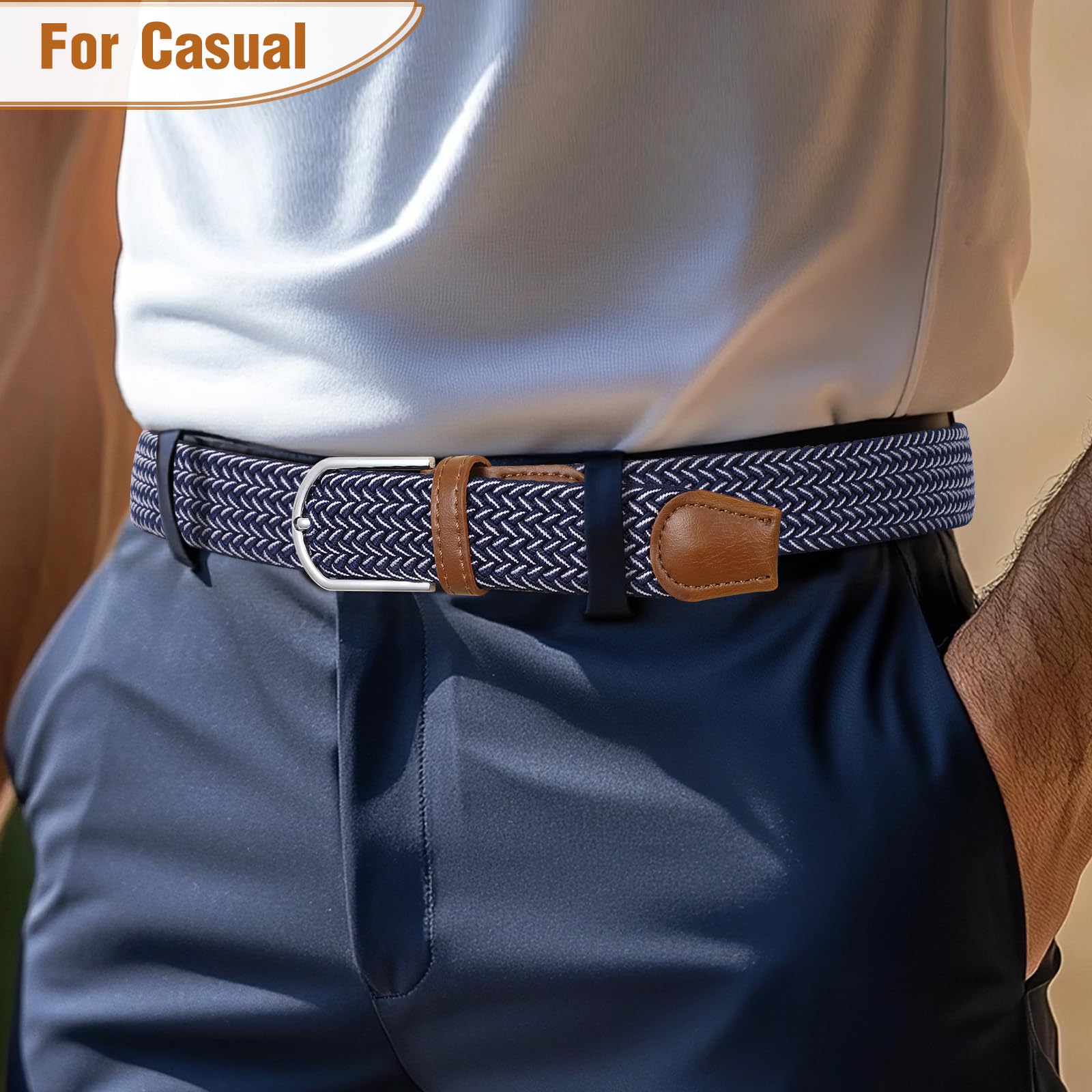 Braided Stretch Belt for Men Women