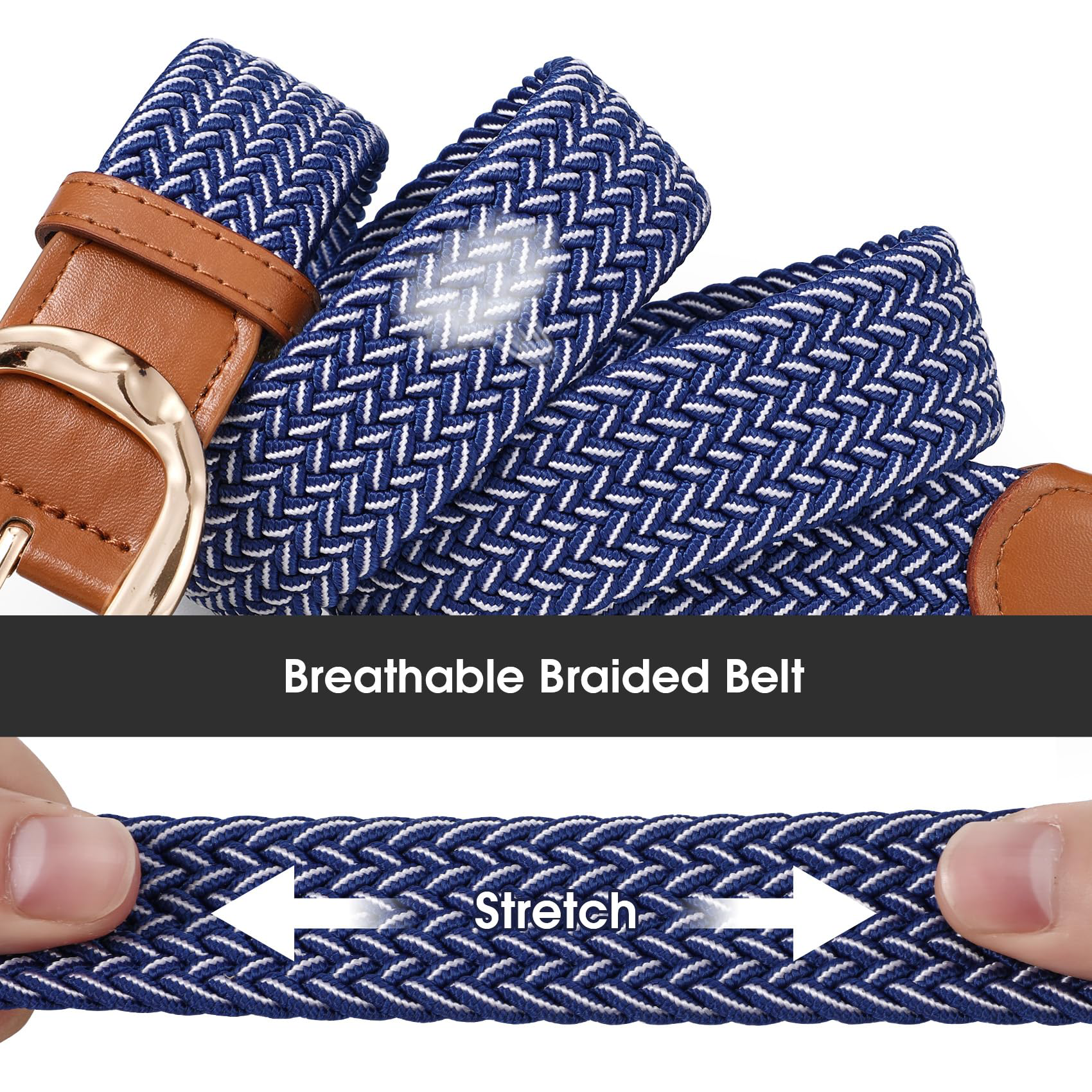 Women Braided Elastic Belt For Golf