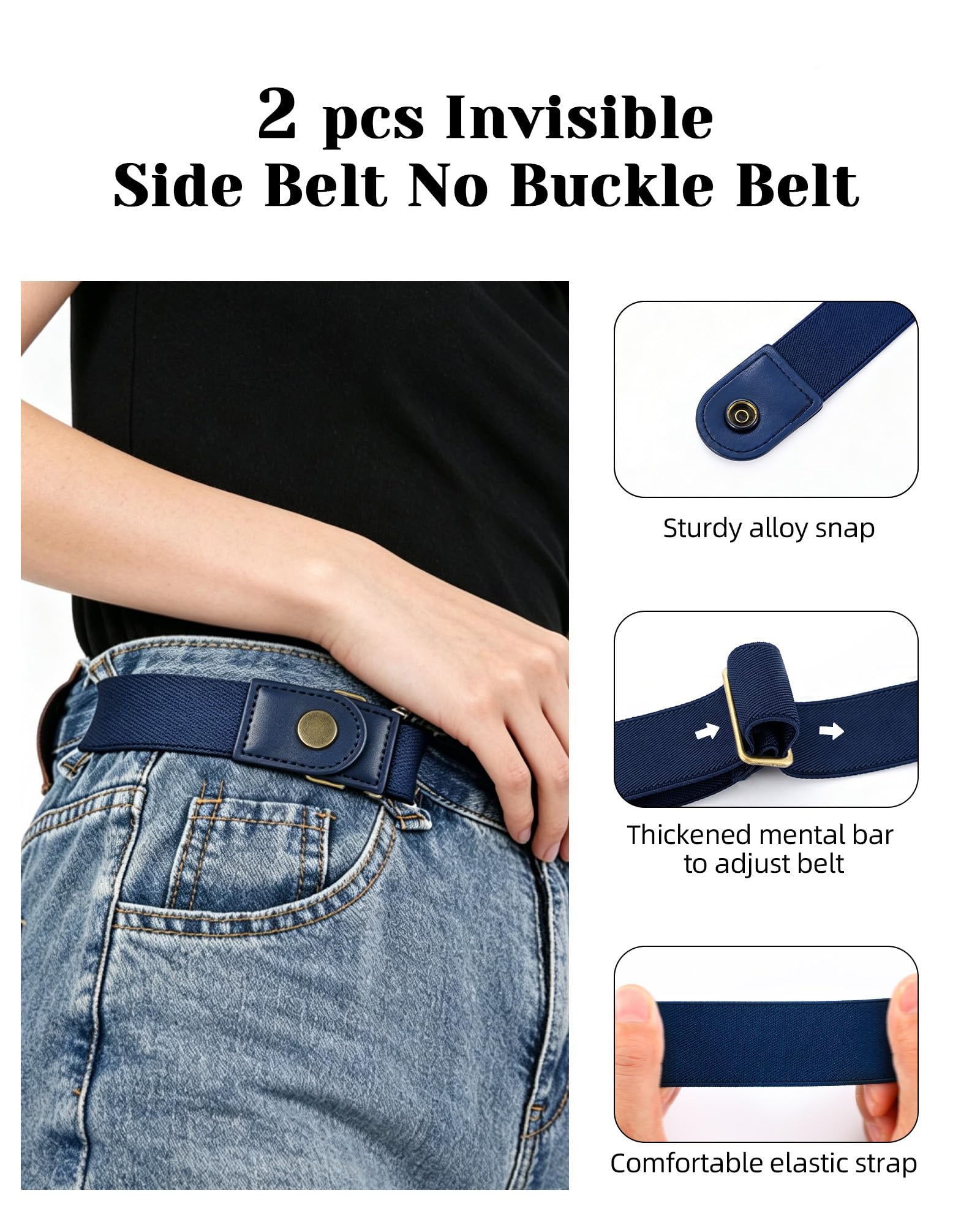Half Side-Loop Elastic Waist Belt for Women Men