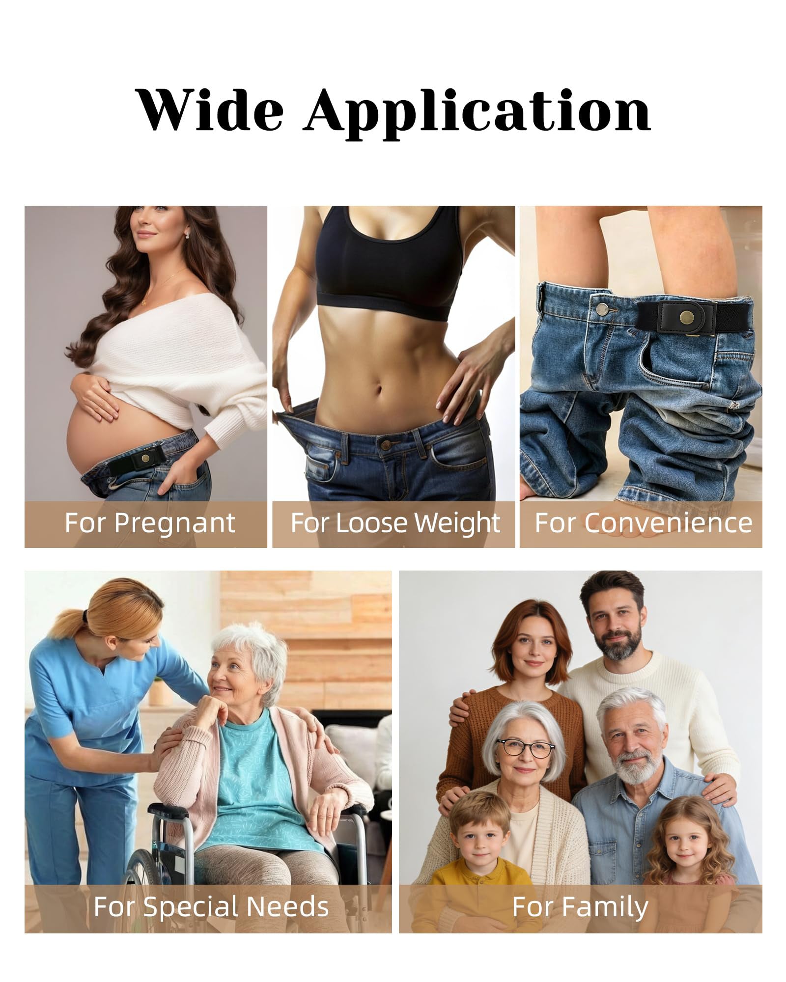 Half Side-Loop Elastic Waist Belt for Women Men
