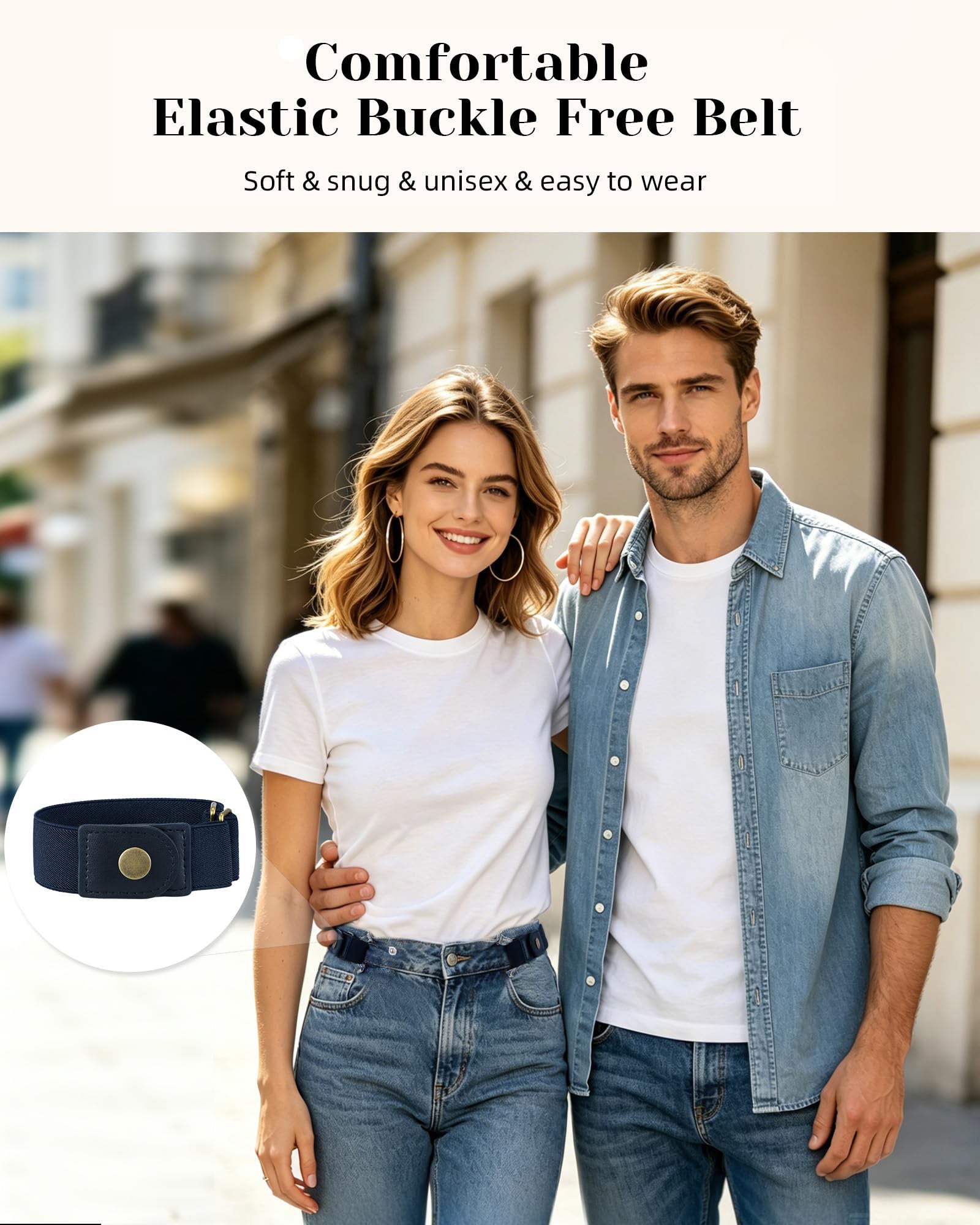 Half Side-Loop Elastic Waist Belt for Women Men