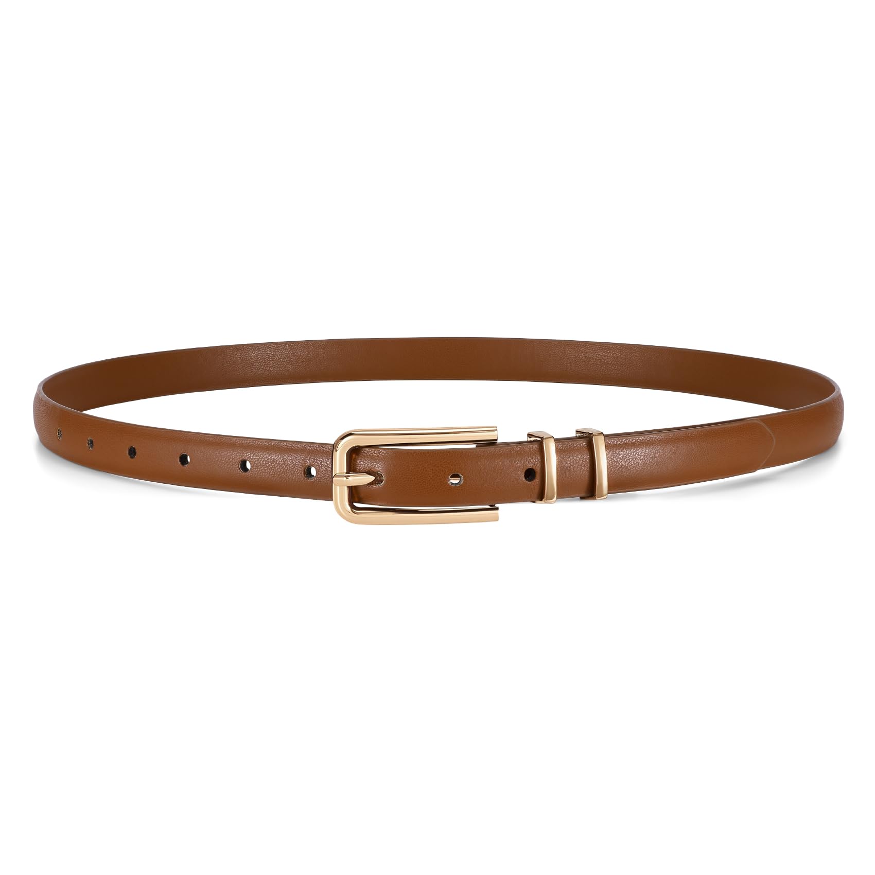 Thin Waist Belt with Square Gold Buckle