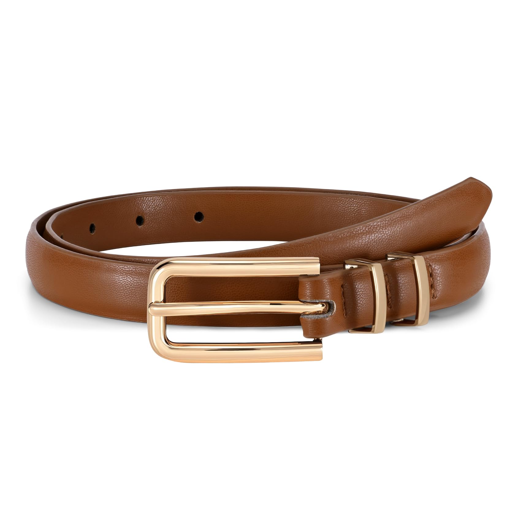 Thin Waist Belt with Square Gold Buckle