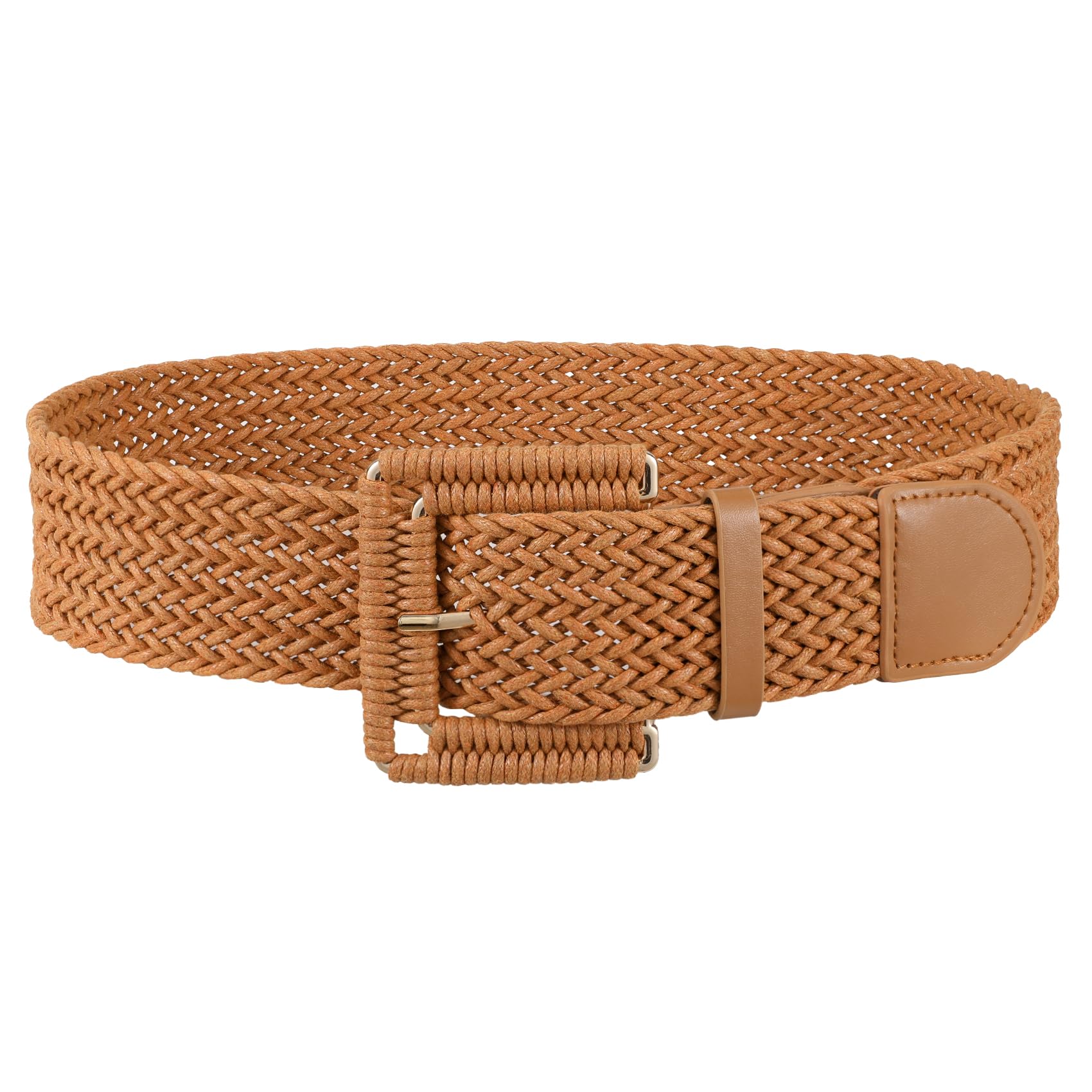 Rattan Waist Belt with Square Buckle